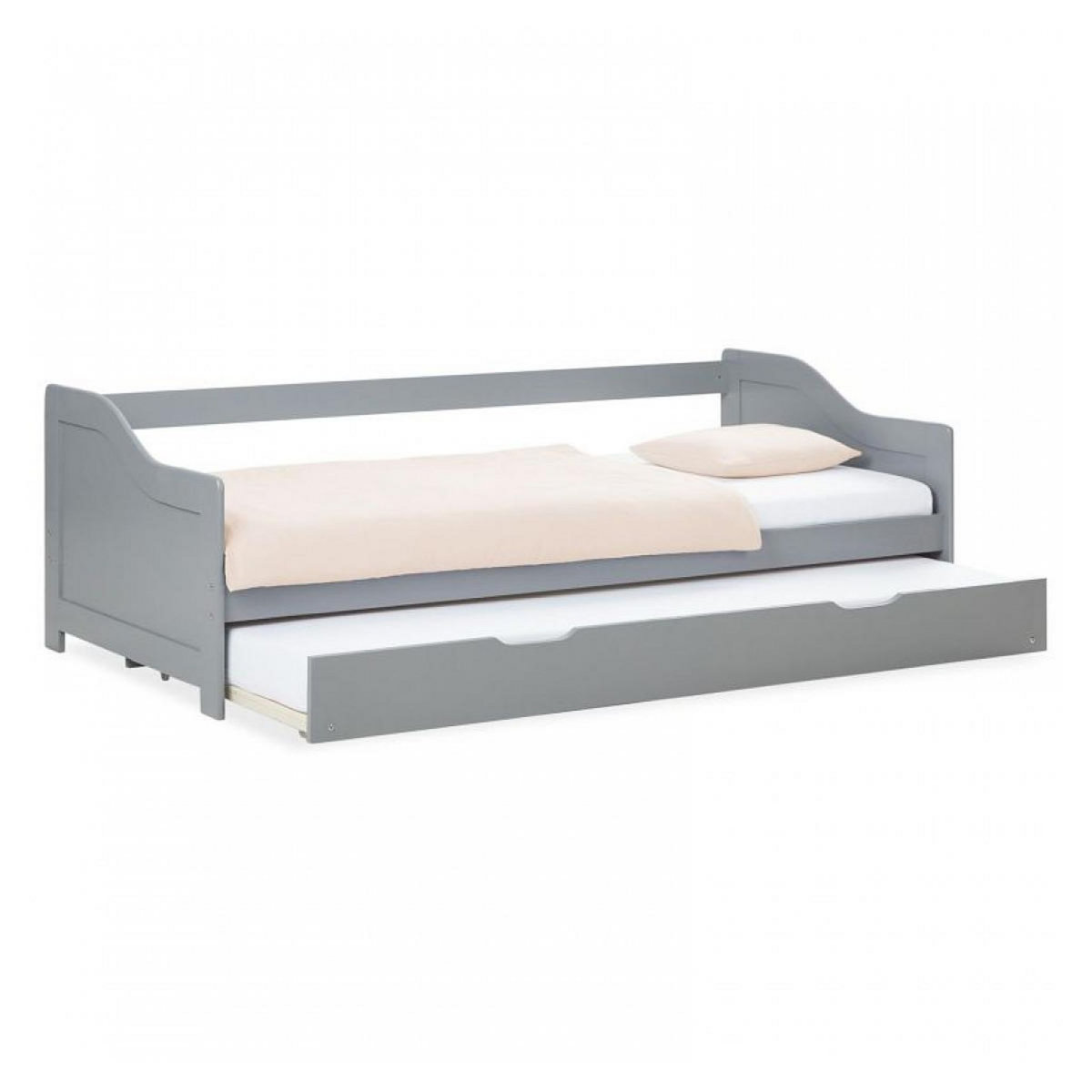 HomeStyle4U Lit gigogne 90x200 cm - couleur gris