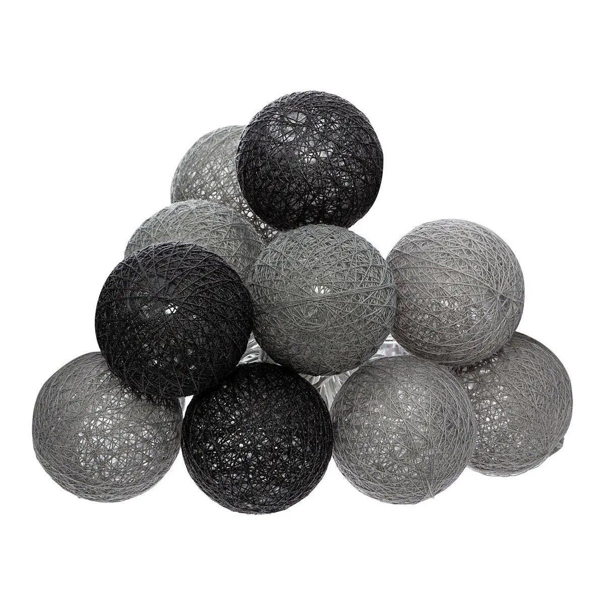 ATMOSPHERA Guirlande led 10 boules  smoky  165cm gris & noir