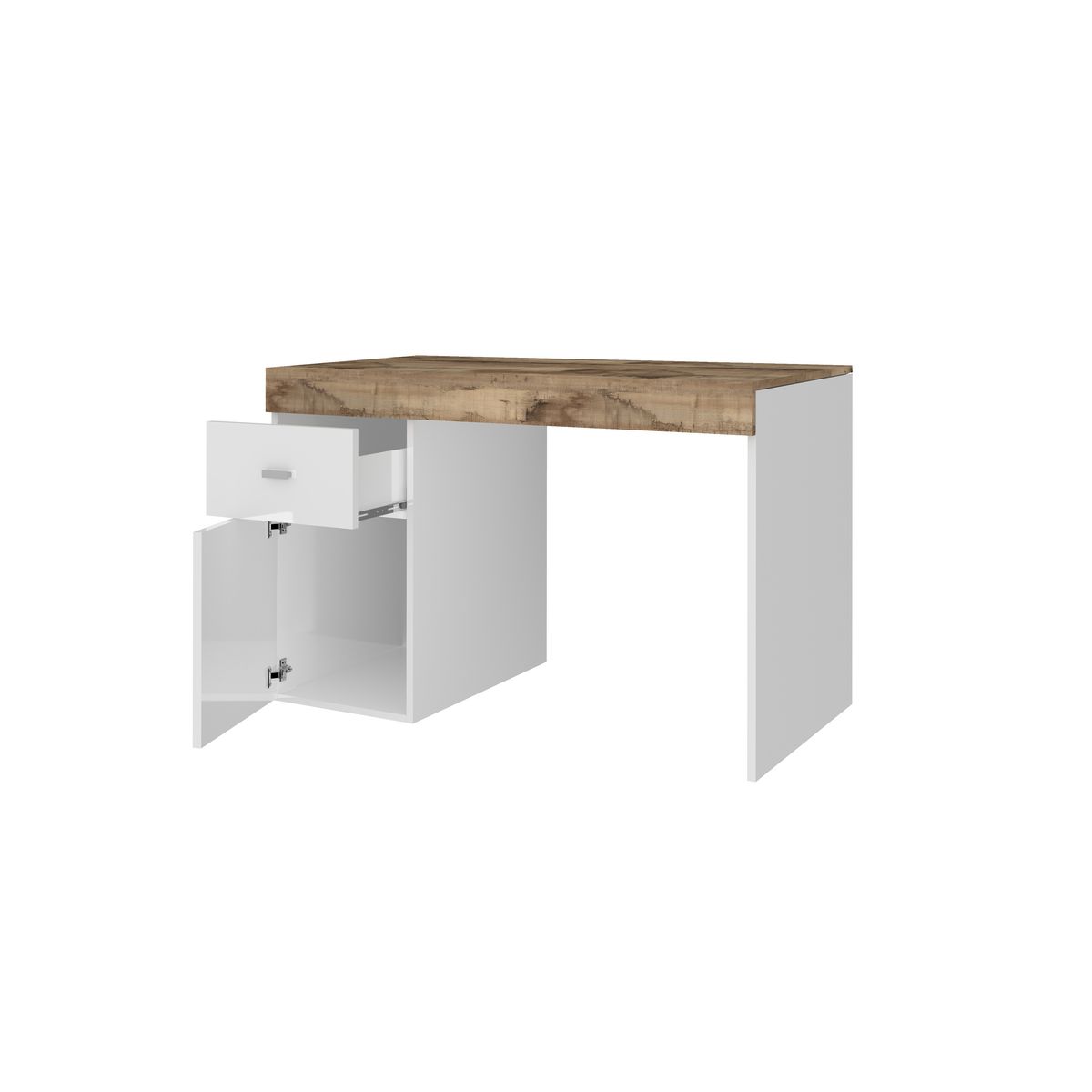 Bureau 1 porte 1 tiroir avec plateau coulissant et rangement 100 cm TAVIANO