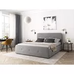 Cadre de lit coffre avec tête de lit capitonnée 160x200 BERGEN. Coloris disponibles : Beige, Gris