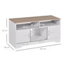 Voir la diapositive 3 : HOMCOM Meuble TV Banc TV en Bois Grand Espace de Rangement avec 2 Compartiments Ouverts 2 Armoires à Porte Une Armoire Ouverte 105 x 40 x 52 cm Blanc