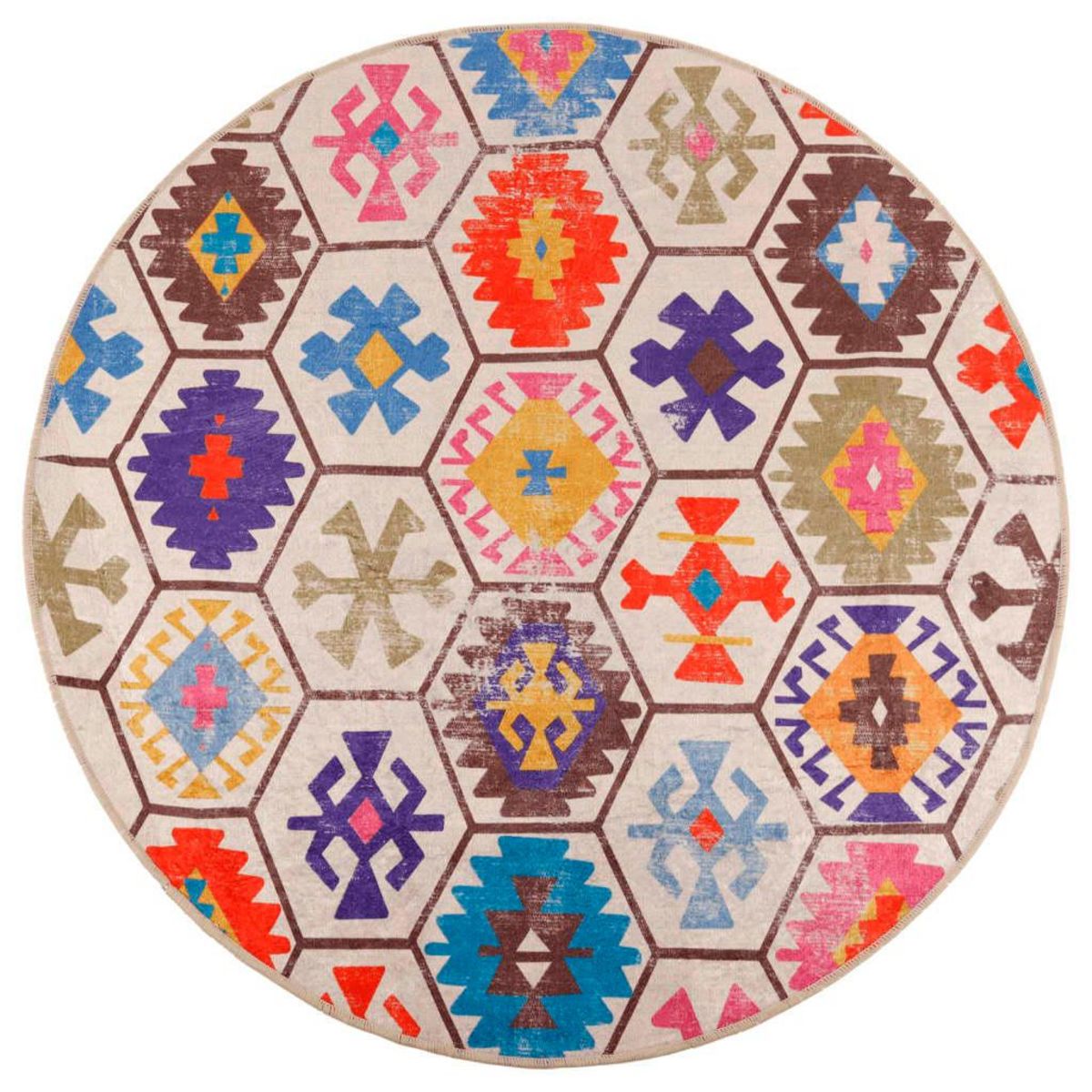 VIDAXL Tapis lavable multicolore Ø 120 cm antiderapant