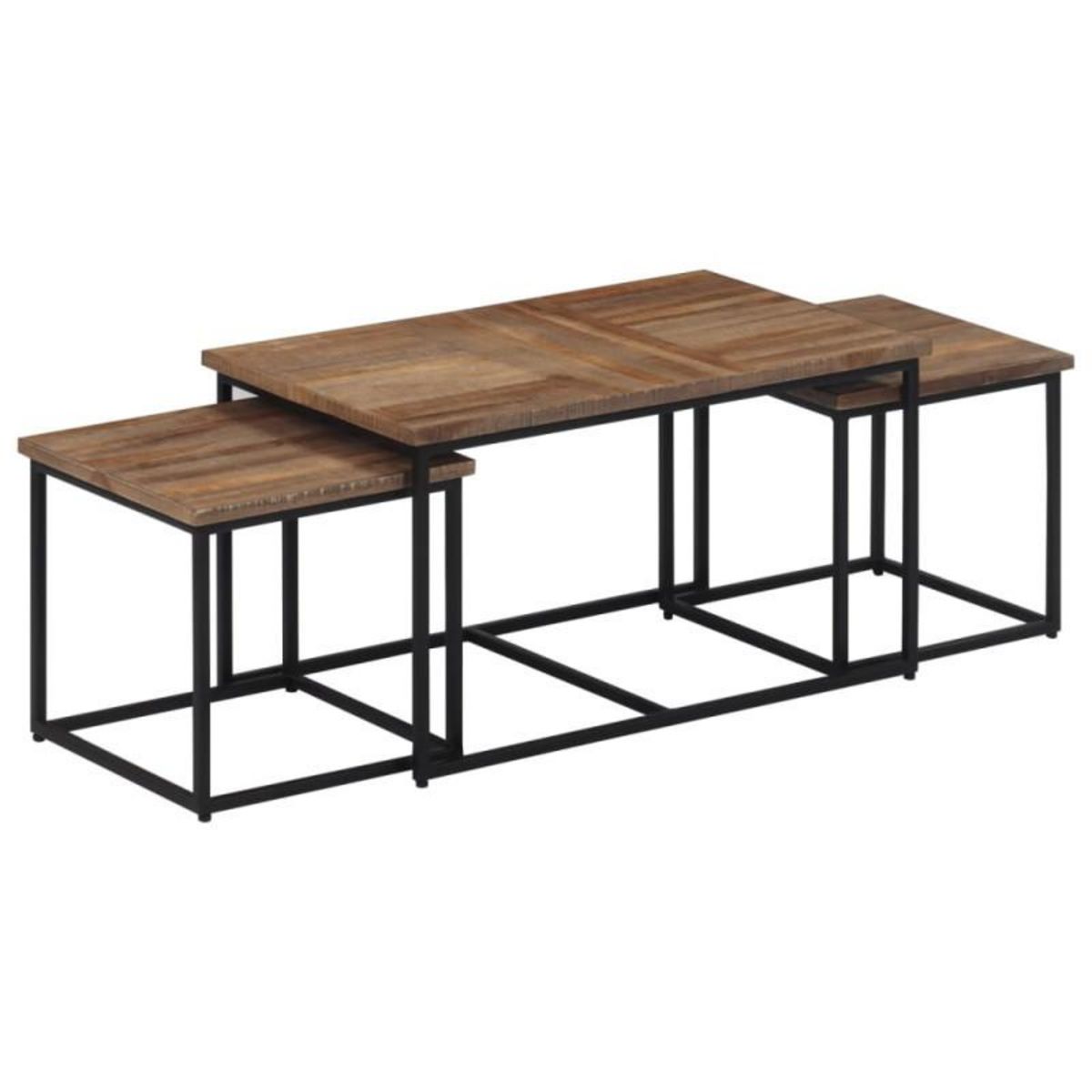VIDAXL Tables basses gigognes 3 pcs bois massif de teck