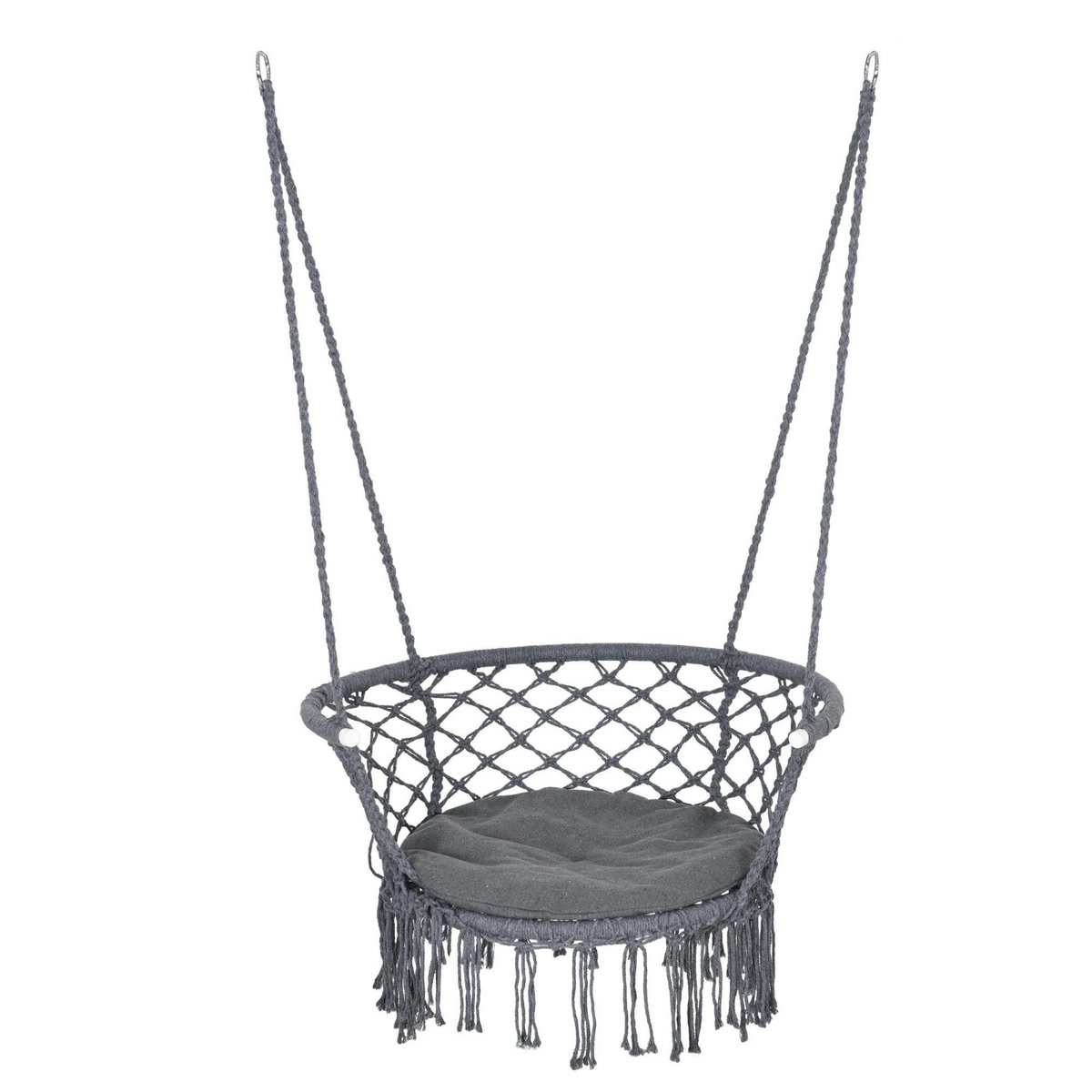 OUTSUNNY Chaise suspendue hamac de voyage portable dim. 80L x 60l x 36H m macramé coton polyester gris
