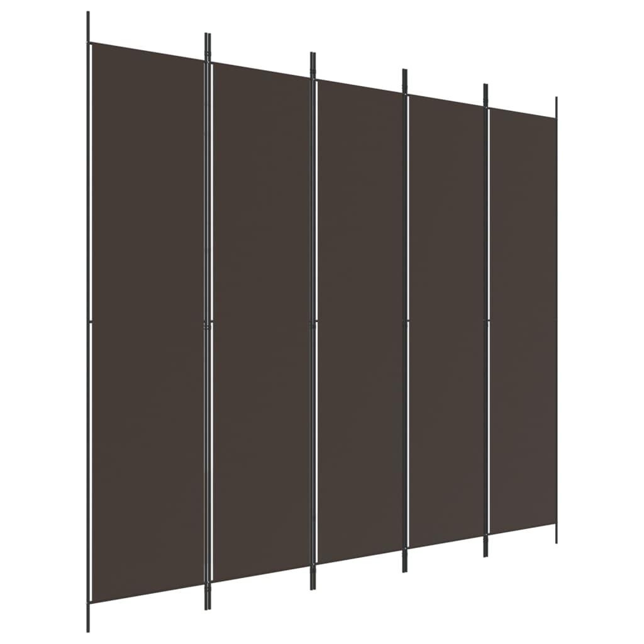 Voir la diapositive 2 : VIDAXL Cloison de separation 5 panneaux Marron 250x220 cm Tissu