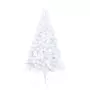 VIDAXL Demi-arbre de Noël artificiel pre-eclaire et boules blanc 240cm