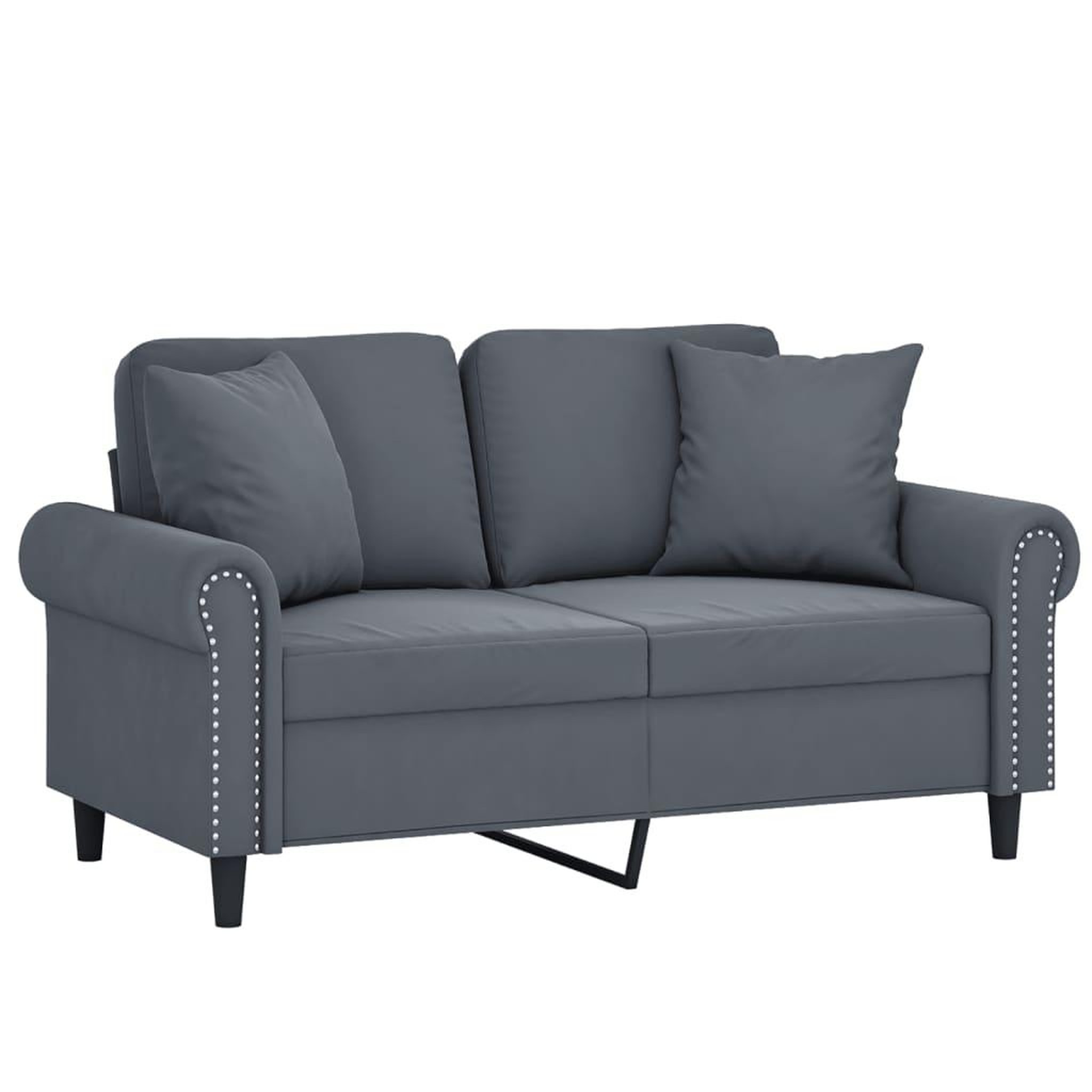 Voir la diapositive 3 : VIDAXL Canape 2 places avec oreillers gris fonce 120 cm velours