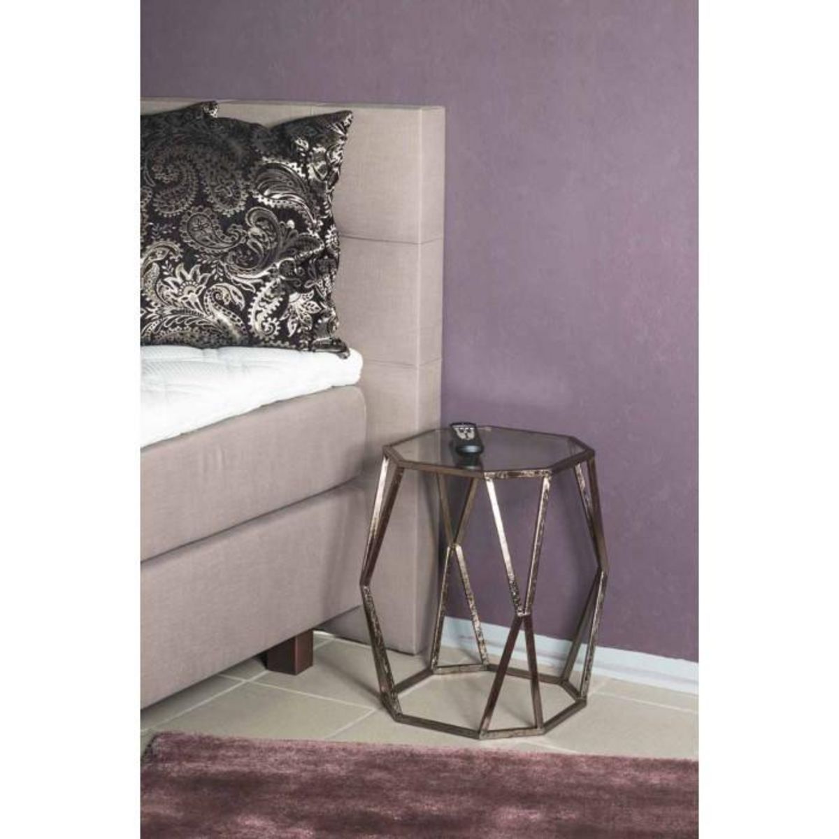 Paris Prix Table d'Appoint Design en Verre  Nila  50cm Bronze