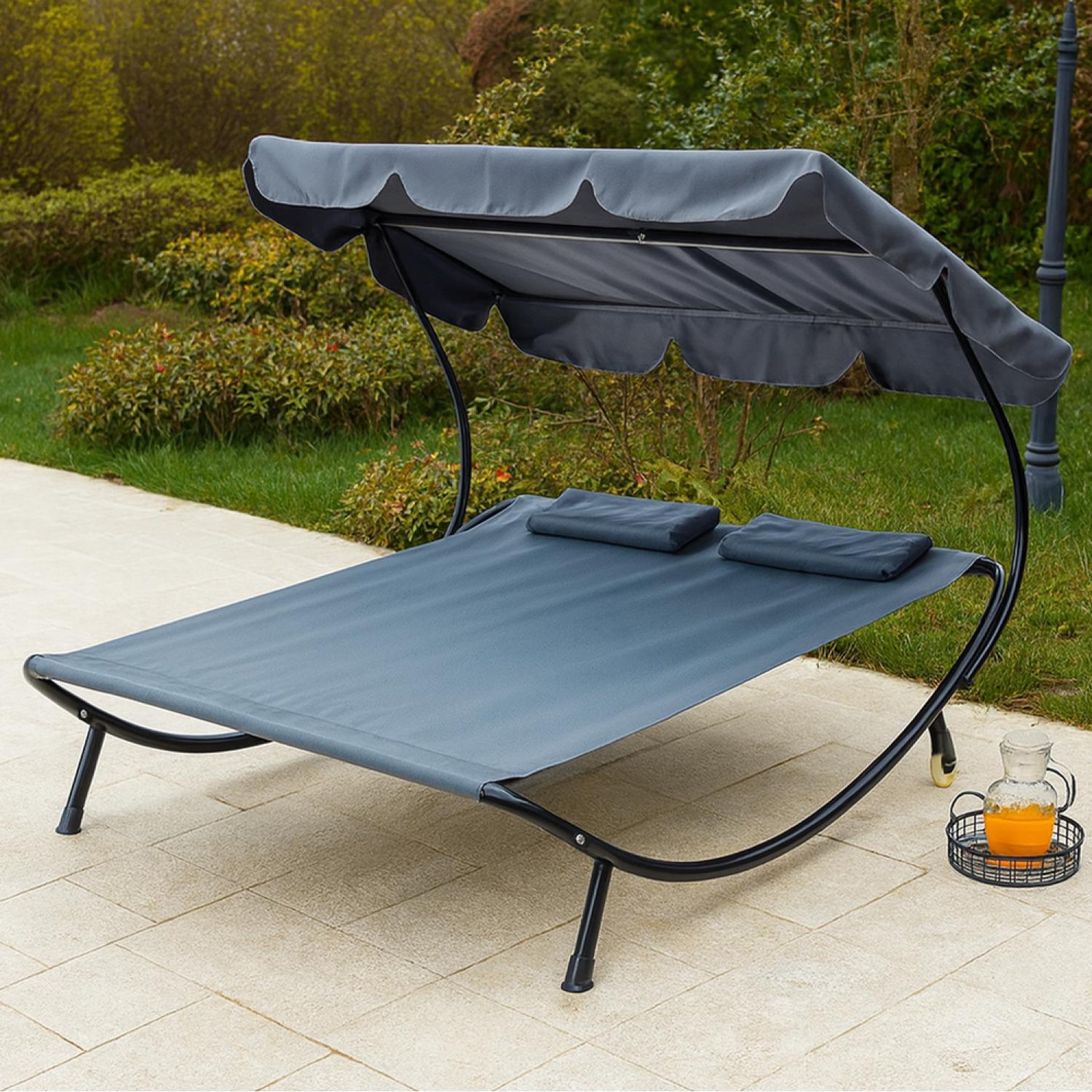Voir la diapositive 4 : CONCEPT USINE Transat avec pare-soleil 2 personnes gris aloha
