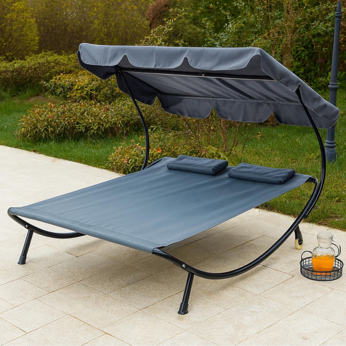 CONCEPT USINE Transat avec pare-soleil 2 personnes gris ALOHA