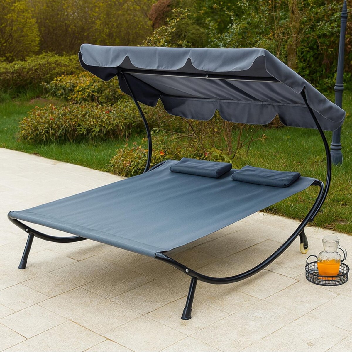 CONCEPT USINE Transat avec pare-soleil 2 personnes gris ALOHA