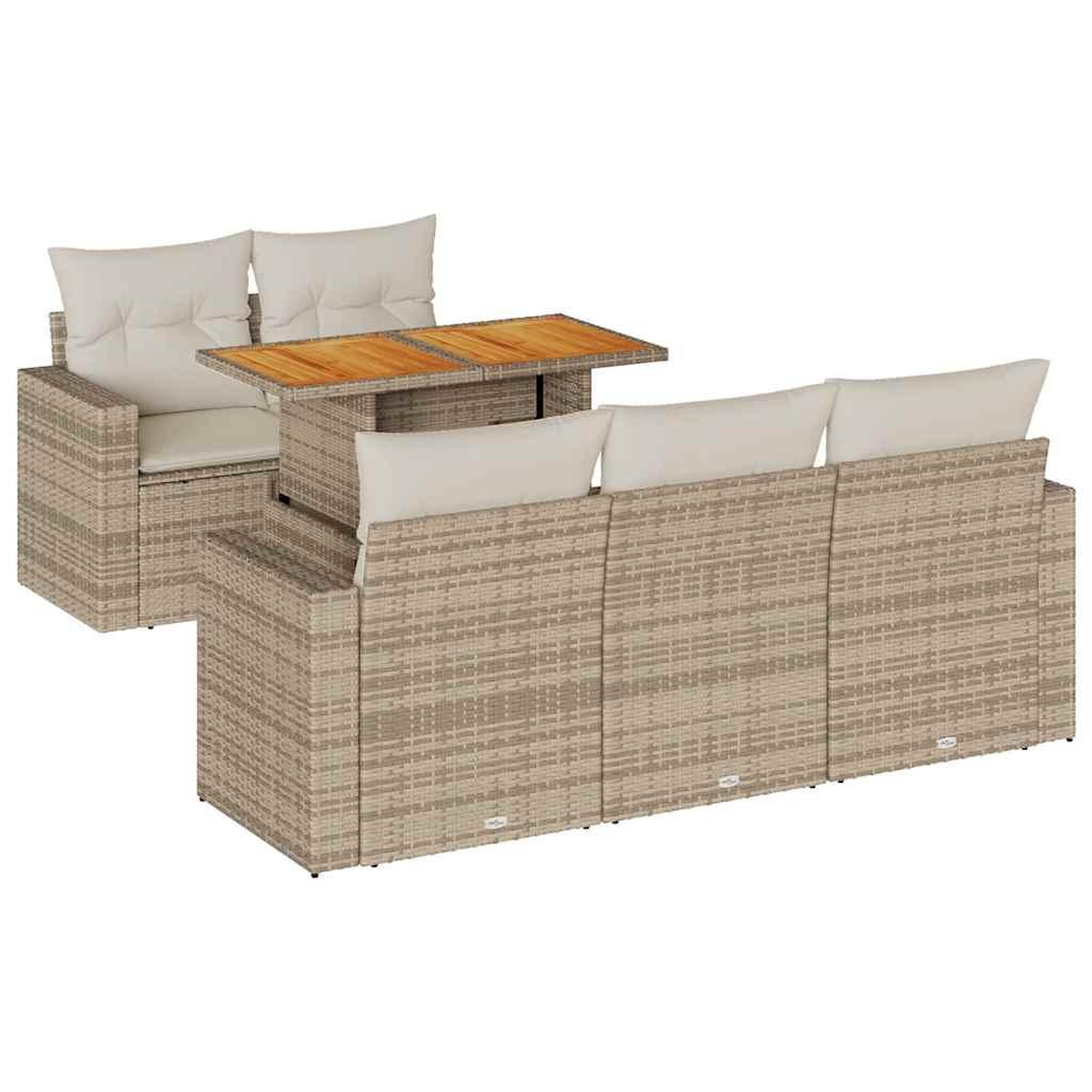 Voir la diapositive 2 : VIDAXL Salon de jardin avec coussins 6 pcs beige resine tressee