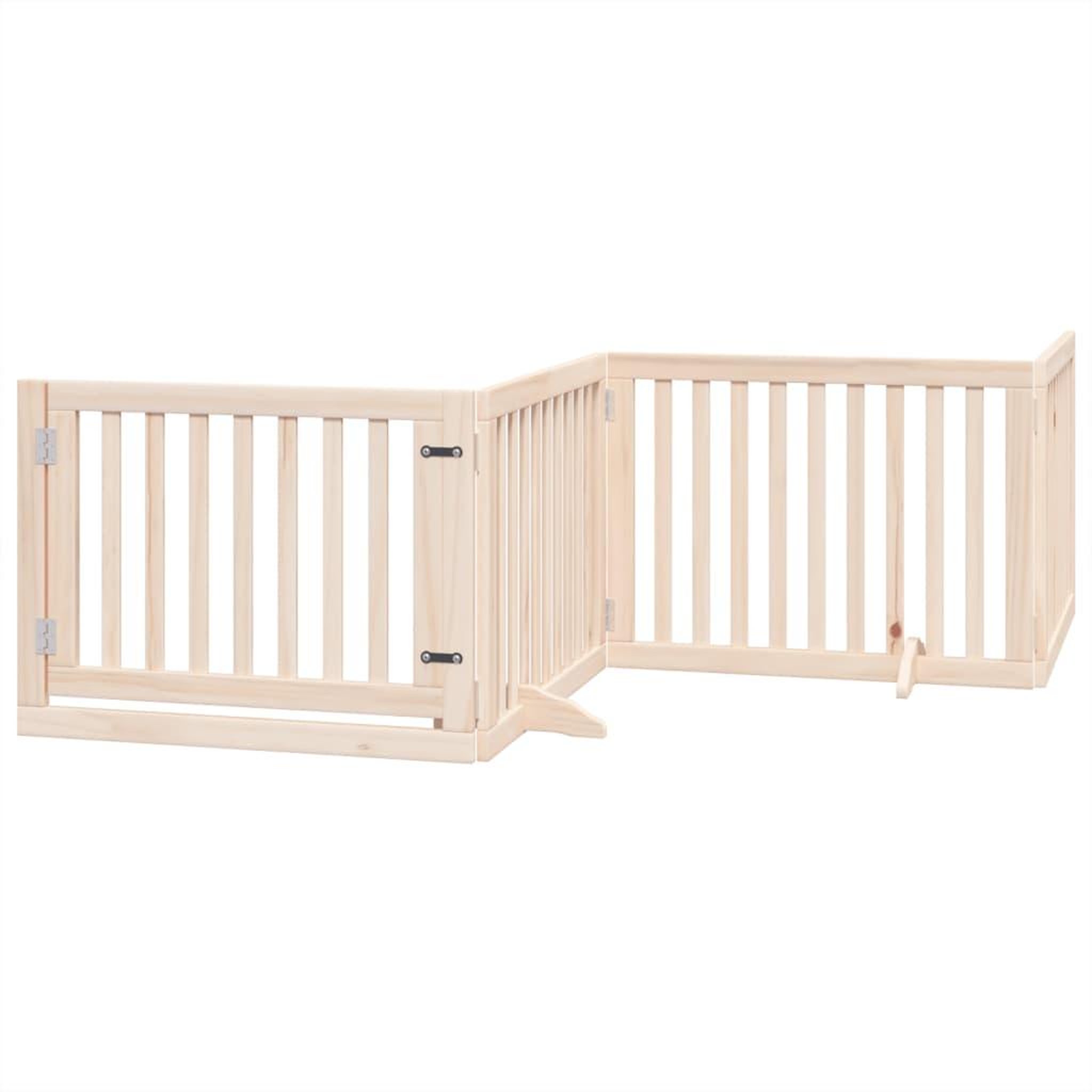 Voir la diapositive 2 : VIDAXL Barriere pour chiens avec porte 4 panneaux bois de peuplier
