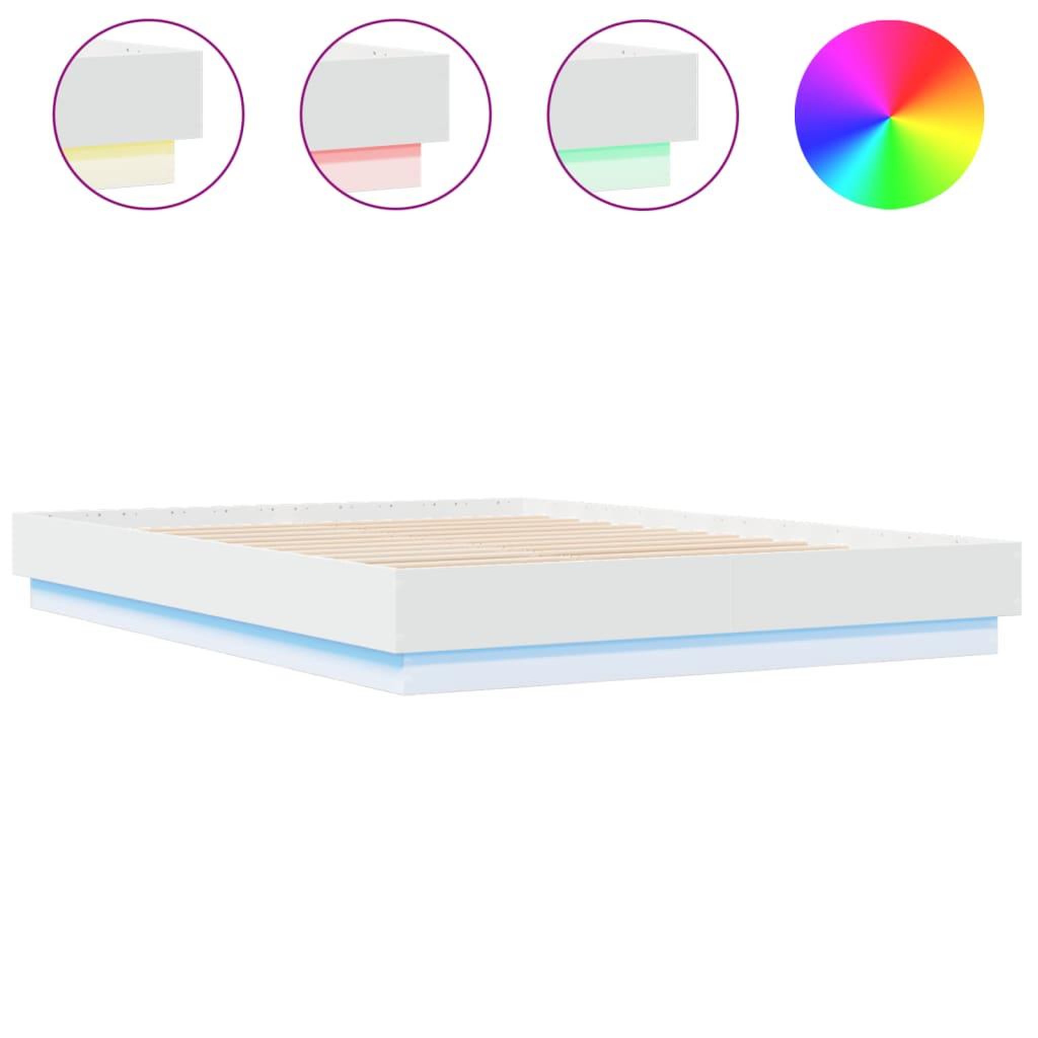 Voir la diapositive 2 : VIDAXL Cadre de lit avec LED sans matelas blanc 160x200 cm