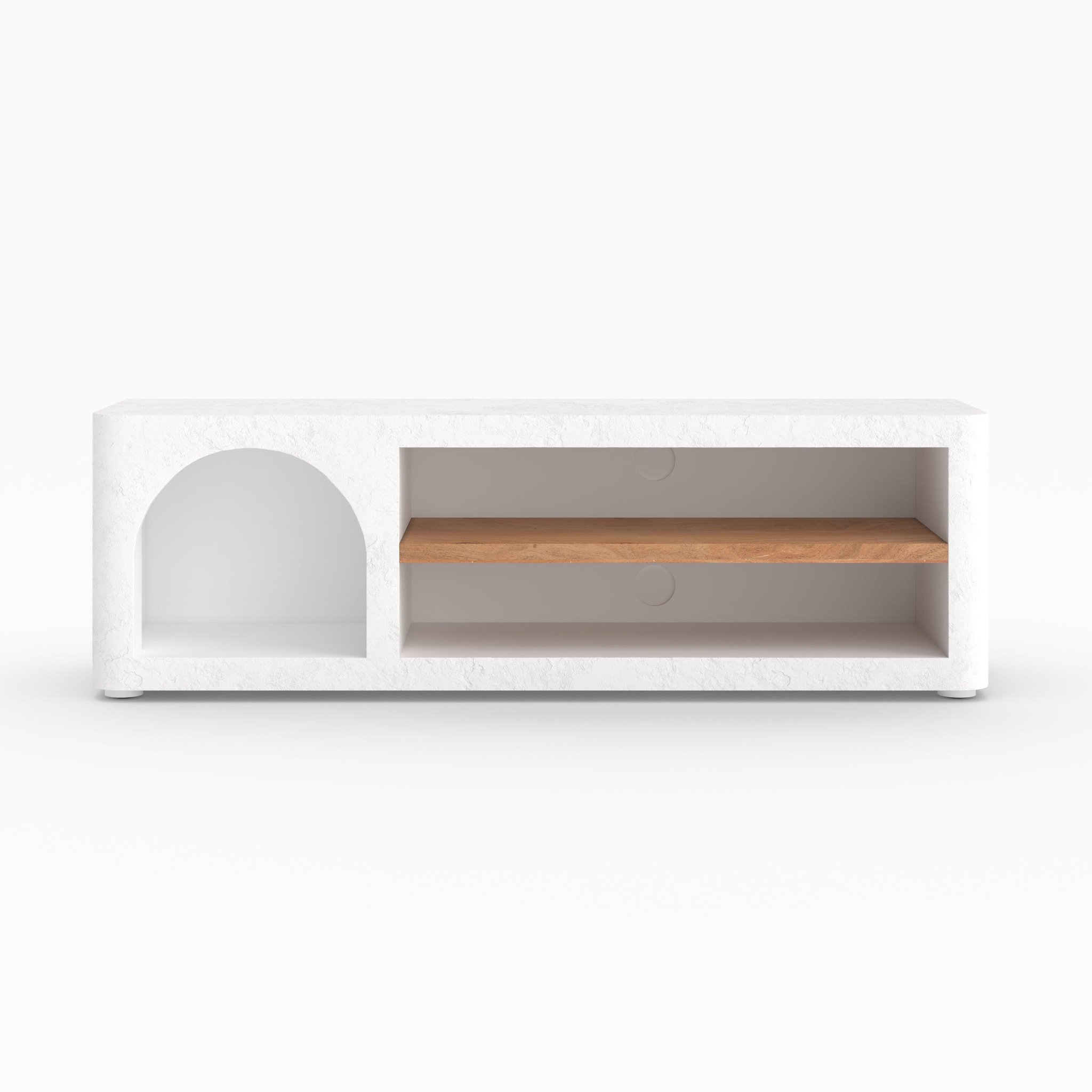 MAISON PAVANE Meuble tv en plâtre blanc cassé 140 cm-fira
