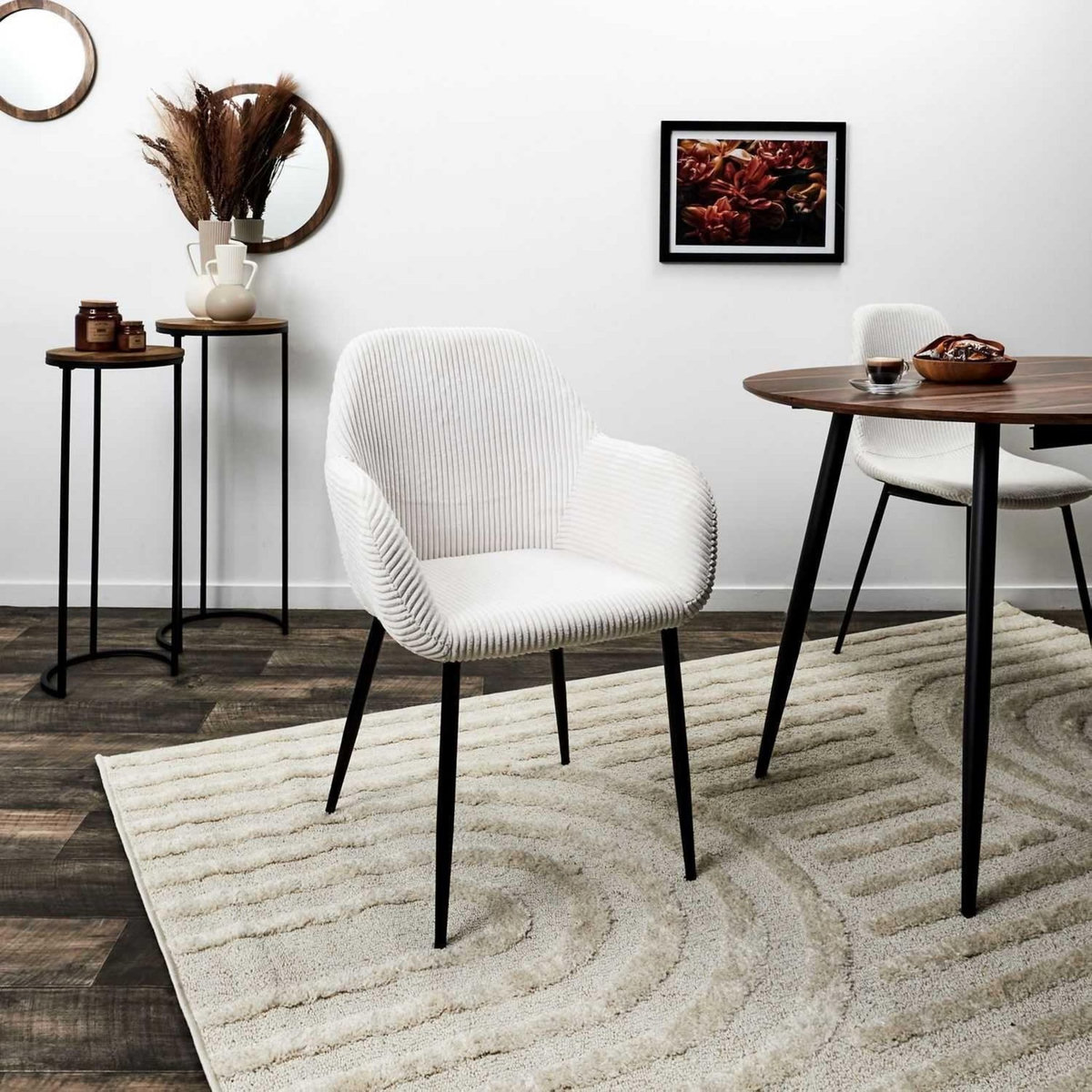 The Home Deco Factory Lot de 2 fauteuils en tissu côtelé DRAMMEN