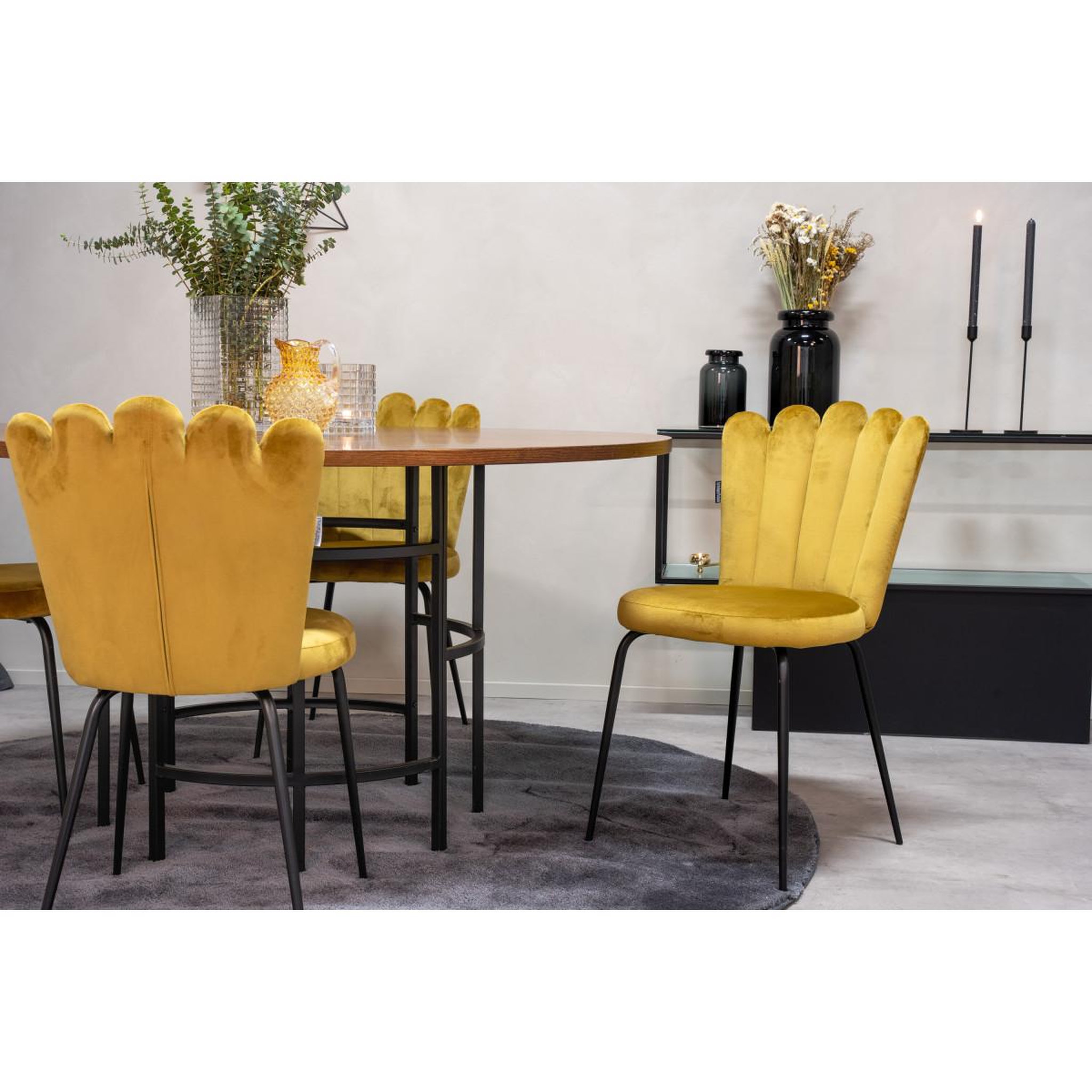 Voir la diapositive 6 : Paris Prix Ensemble table à manger & 4 chaises  copenhagen & limhamn  140cm jaune & marron