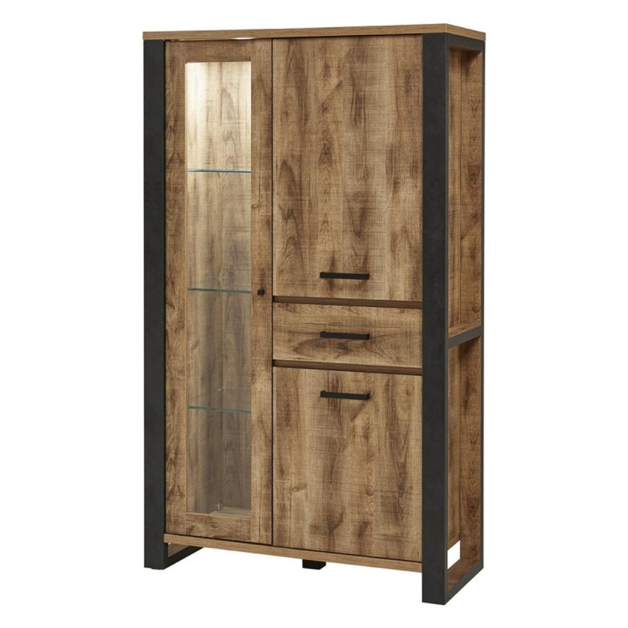 JLC KREATION Vitrine industrielle en bois 2 portes MONA