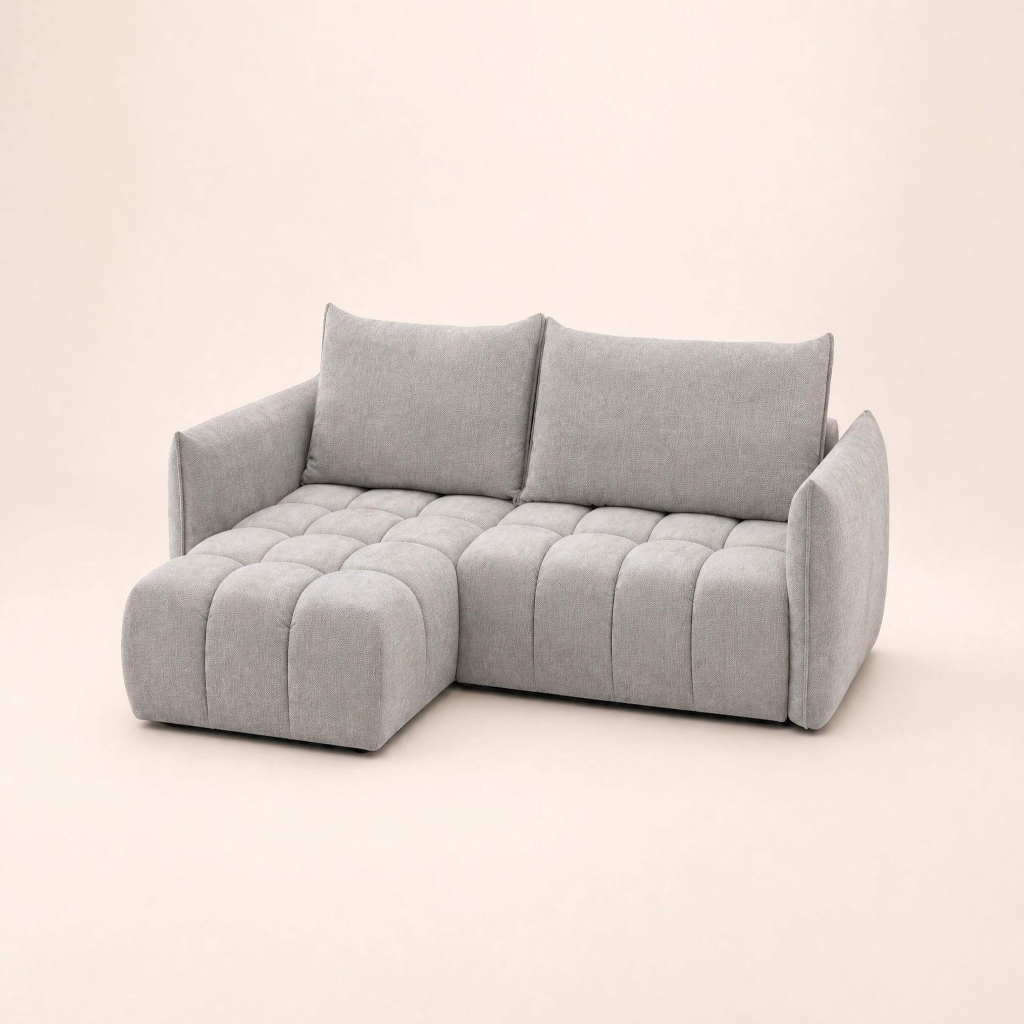 Voir la diapositive 3 : BEST MOBILIER Ambroise - canapé d'angle gauche 4 places convertible avec coffre en velours texturé