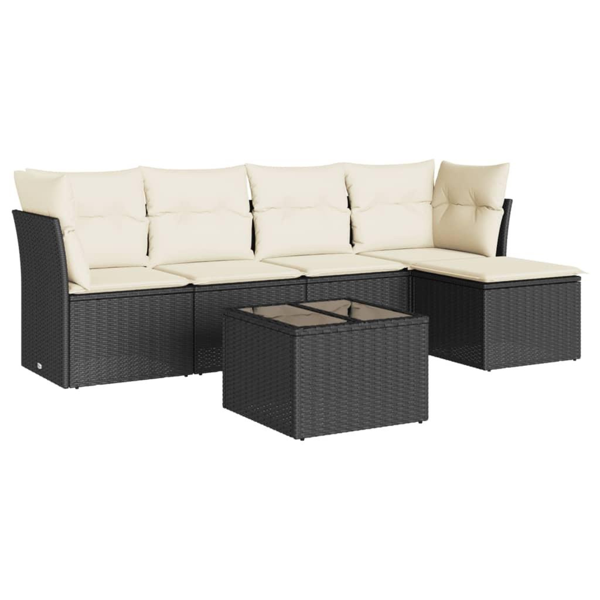 Voir la diapositive 2 : VIDAXL Salon de jardin 6 pcs avec coussins noir resine tressee