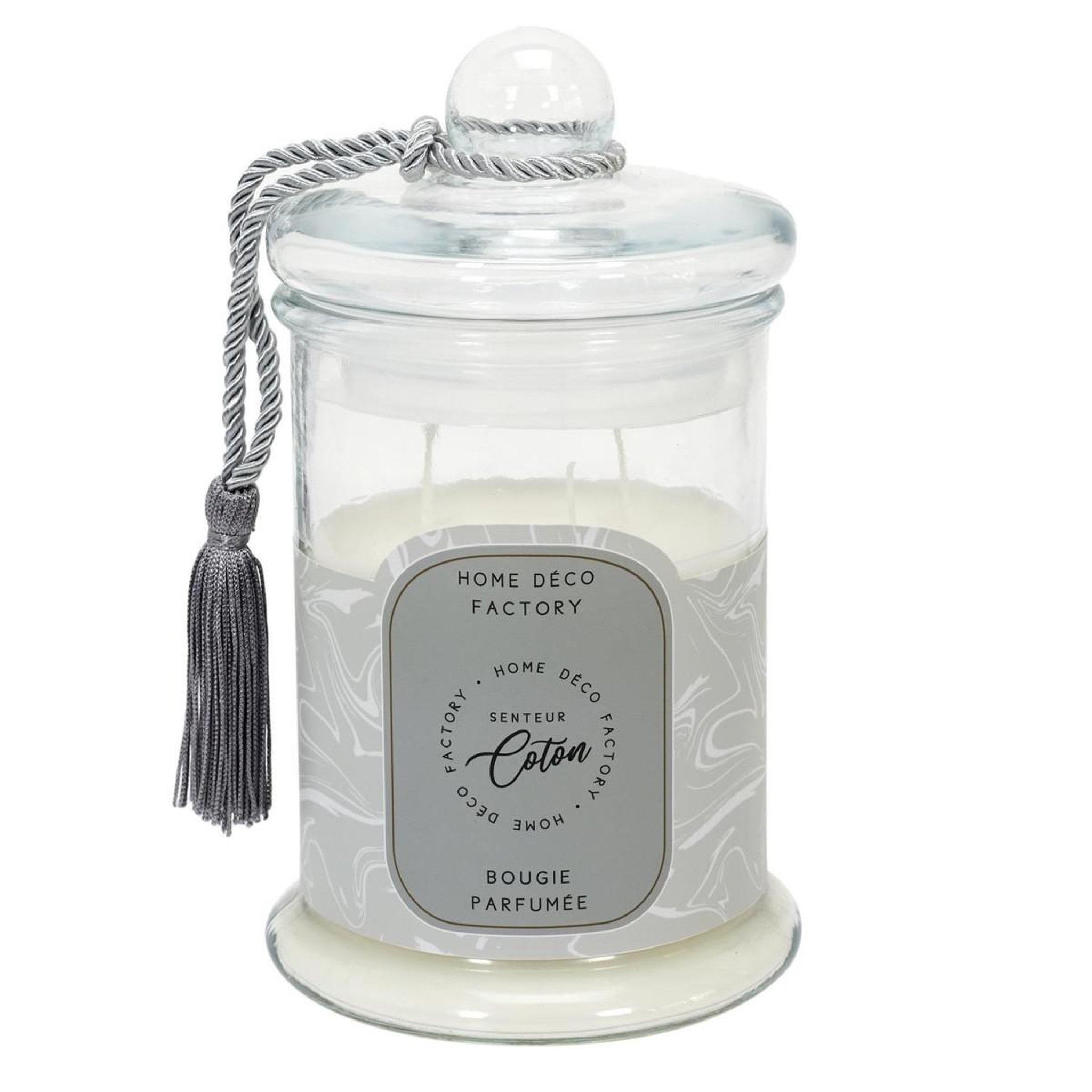 The Home Deco Factory Bougie parfumée en verre  bonbonnière  23cm coton