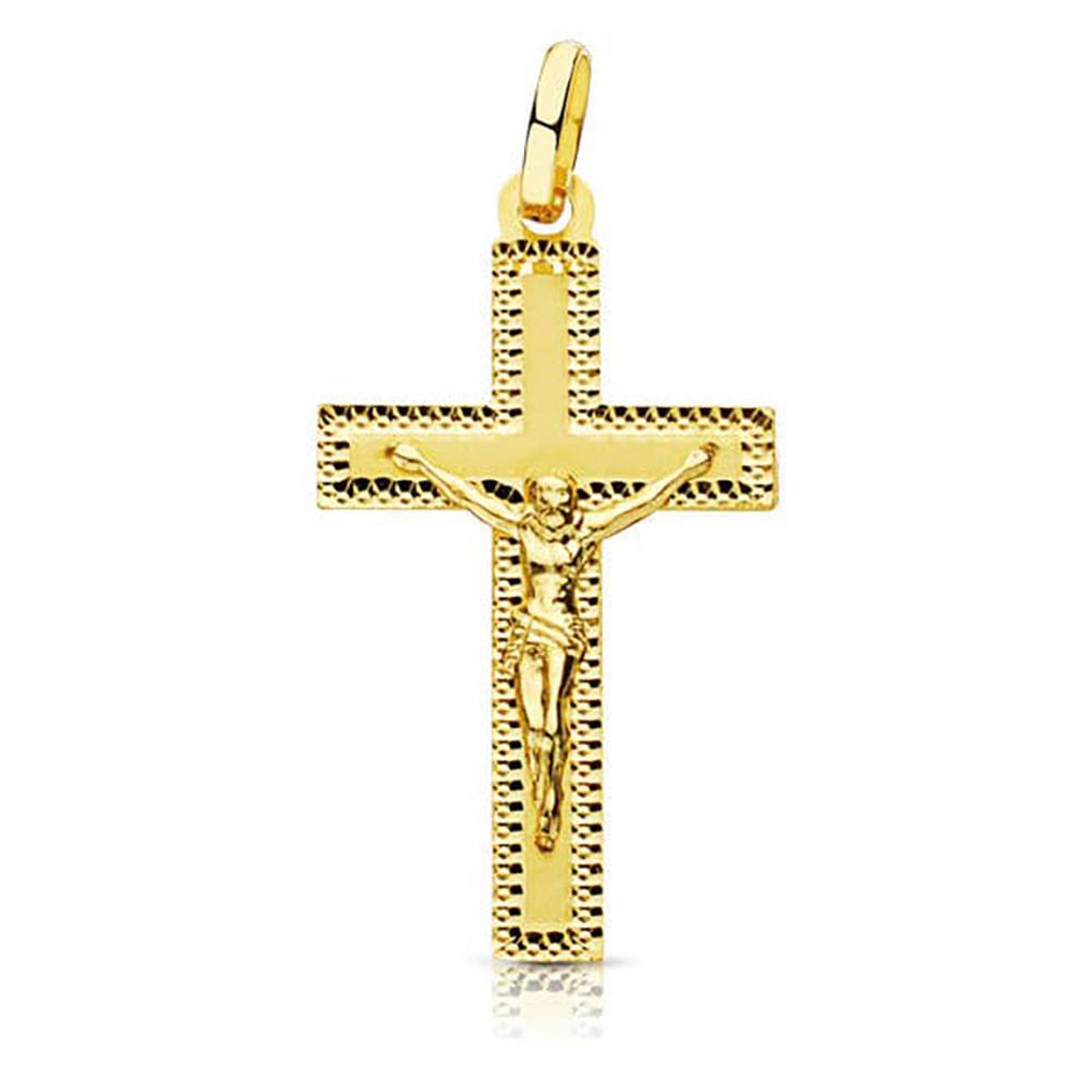 L'ATELIER D'AZUR Pendentif  - Médaille Christ sur la Croix Or 18 Carats 750 Jaune - Chaines Offertes