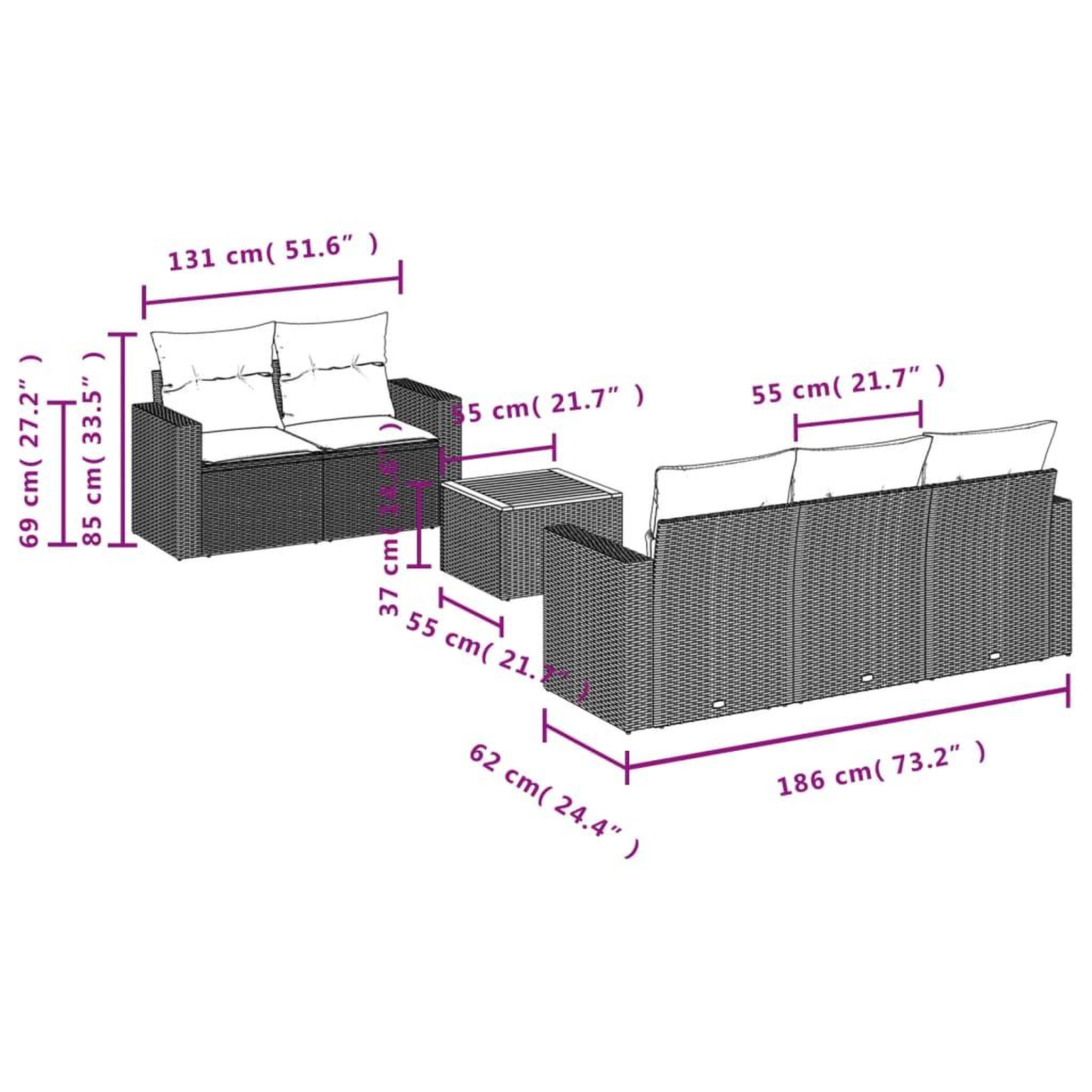 Voir la diapositive 3 : VIDAXL Salon de jardin 6 pcs avec coussins noir resine tressee