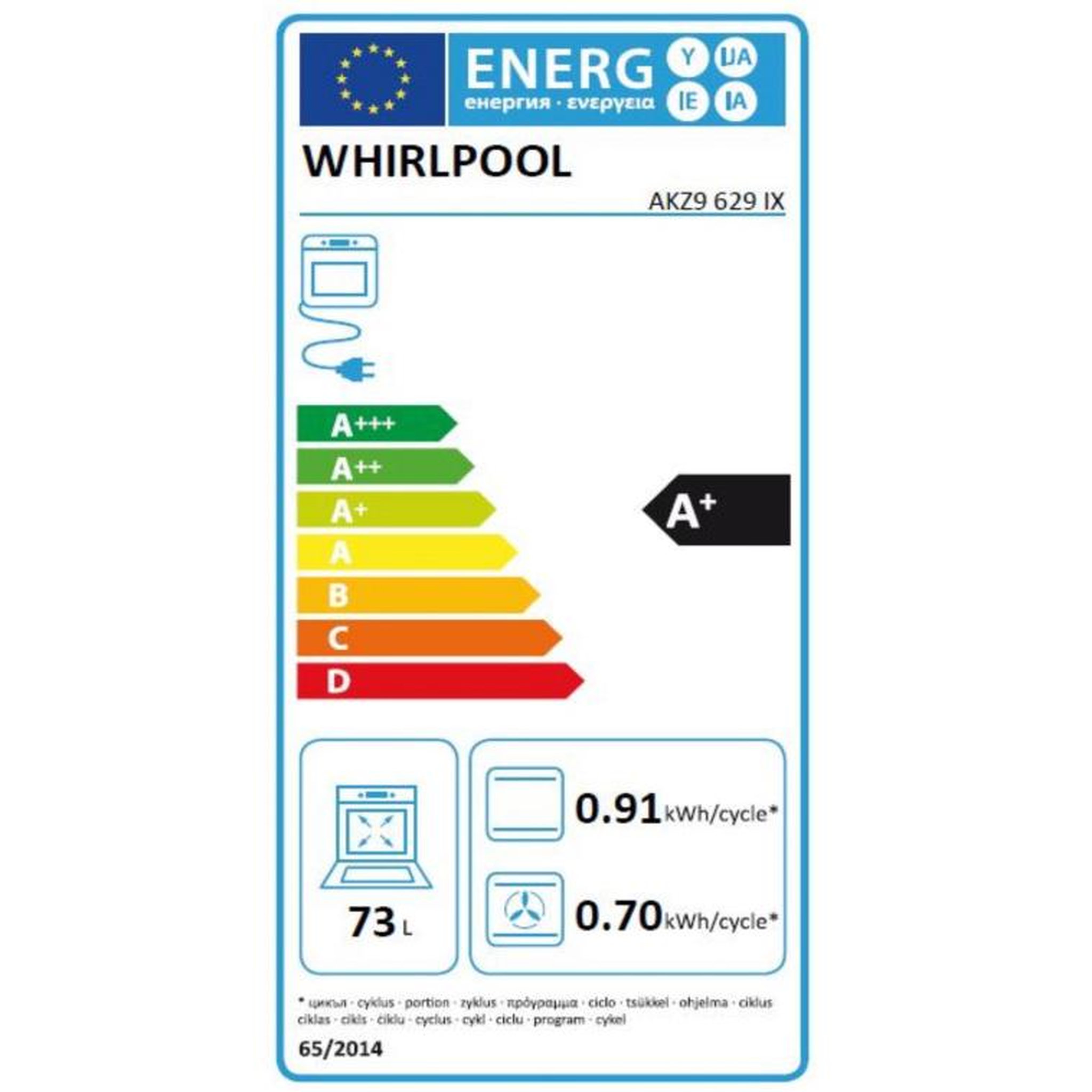 Voir la diapositive 2 : Whirlpool Four intégrable multifonction 73l 60cm a+ pyrolyse inox - akz9629ix