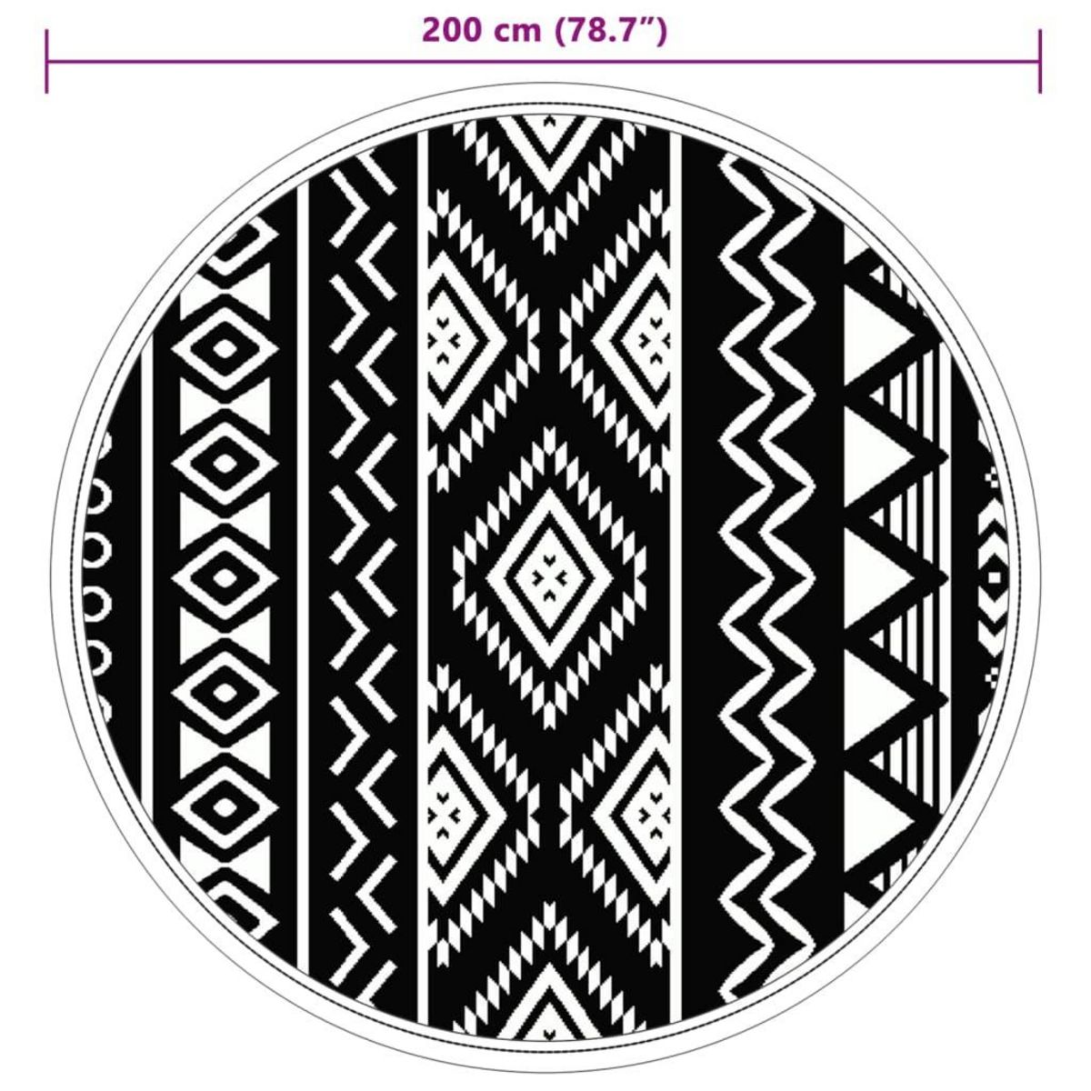 VIDAXL Tapis d'exterieur ARAKIL noir Ø200 cm PP