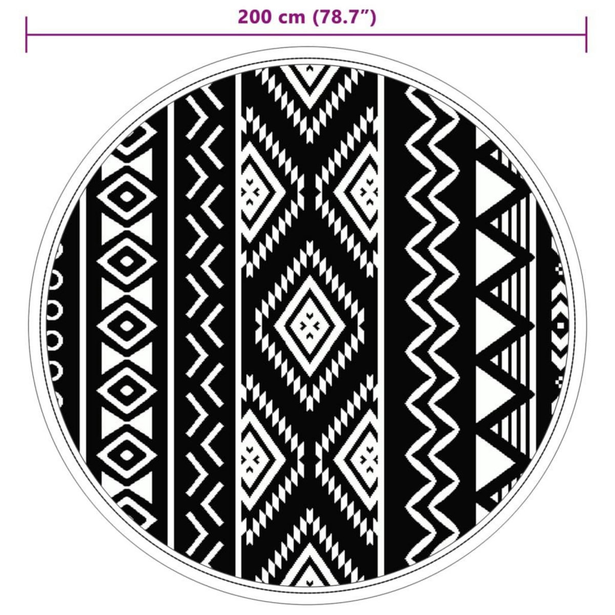 VIDAXL Tapis d'exterieur ARAKIL noir Ø200 cm PP