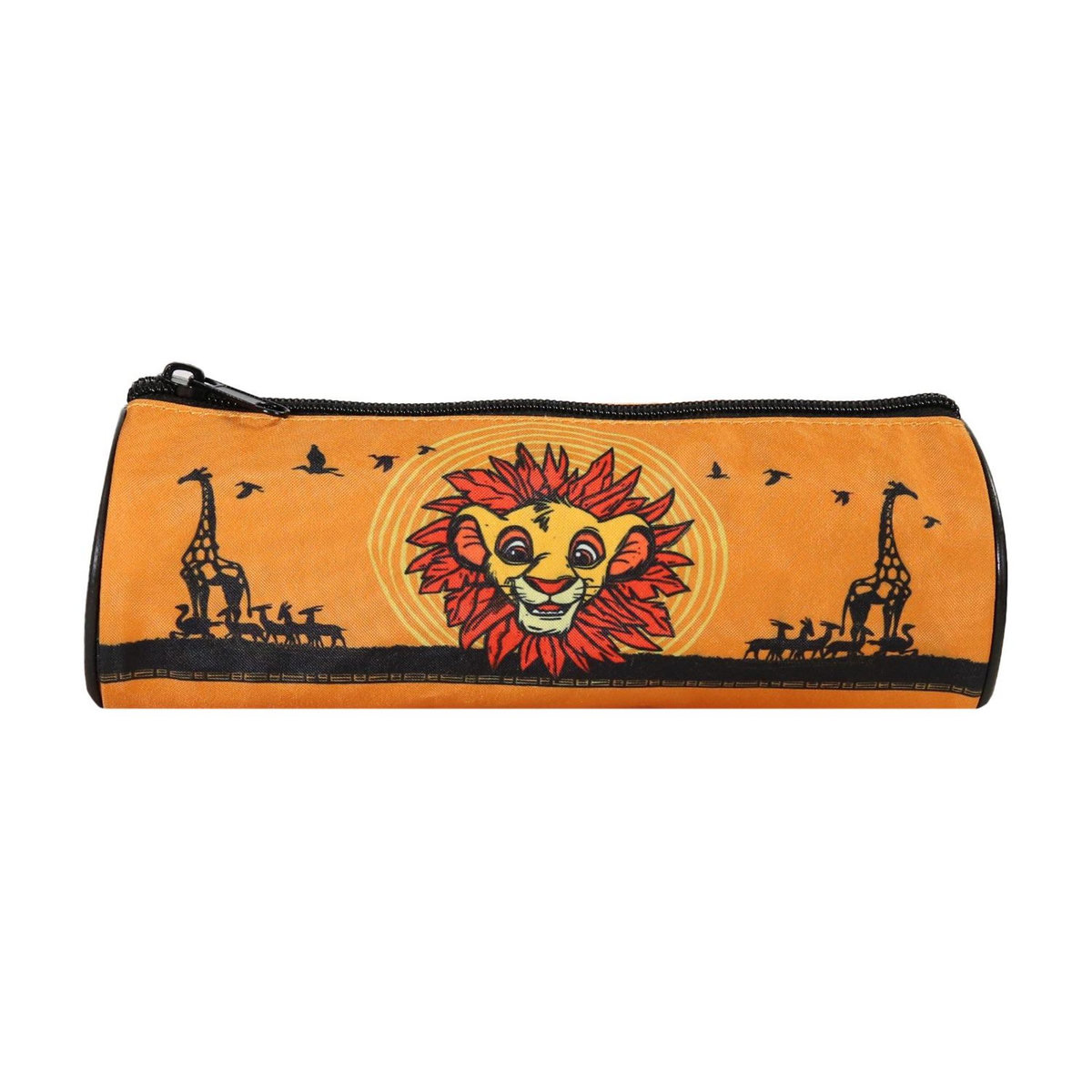 Bagtrotter Bagtrotter - Le Roi Lion - Trousse Scolaire Ronde - Orange - 1 Compartiment Zippé - 22x7x7cm - Matière Polyester - Accessoire et Papeterie Scolaire
