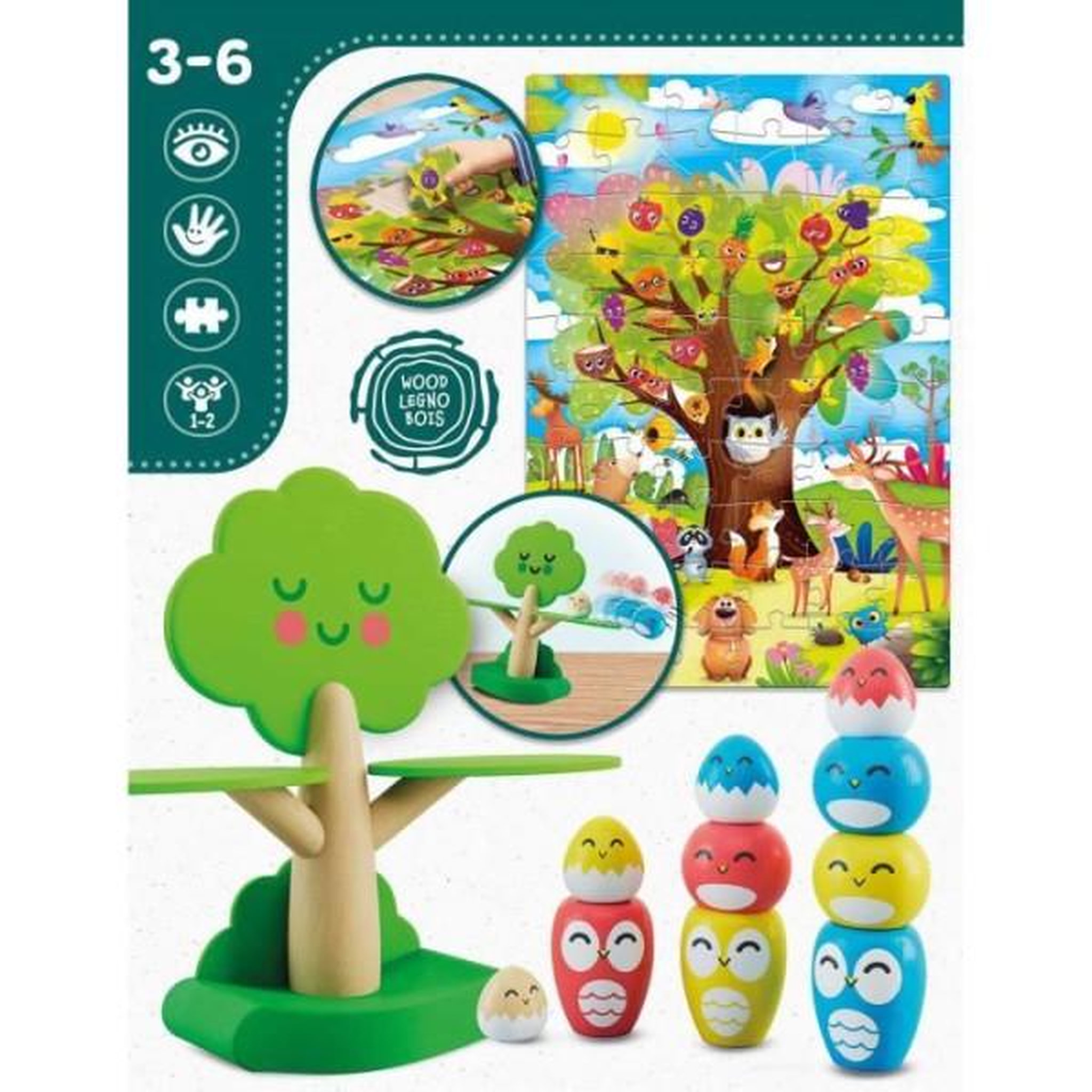 Voir la diapositive 3 : LISCIANI GIOCHI Tree Balancing - Jeu Montessori- MONTESSORI BOIS - Jeu d'Équilibre, Arbre et Oiseaux