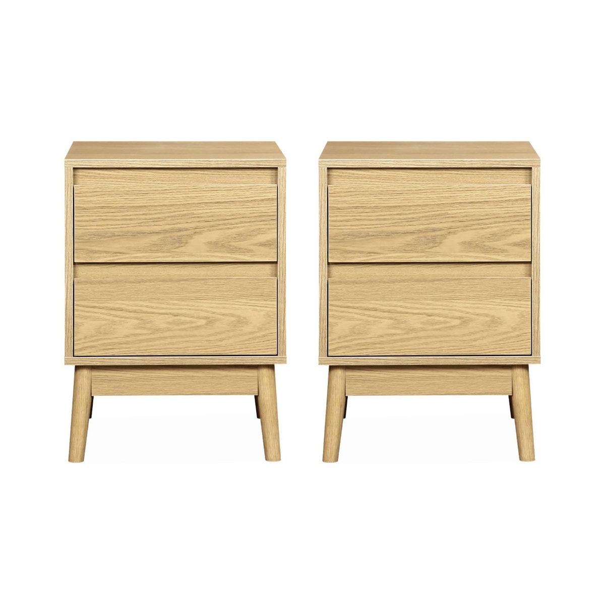 SWEEEK Lot de 2 tables de chevet décor bois. deux tiroirs