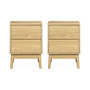 Voir la diapositive 3 : SWEEEK Lot de 2 tables de chevet décor bois. deux tiroirs