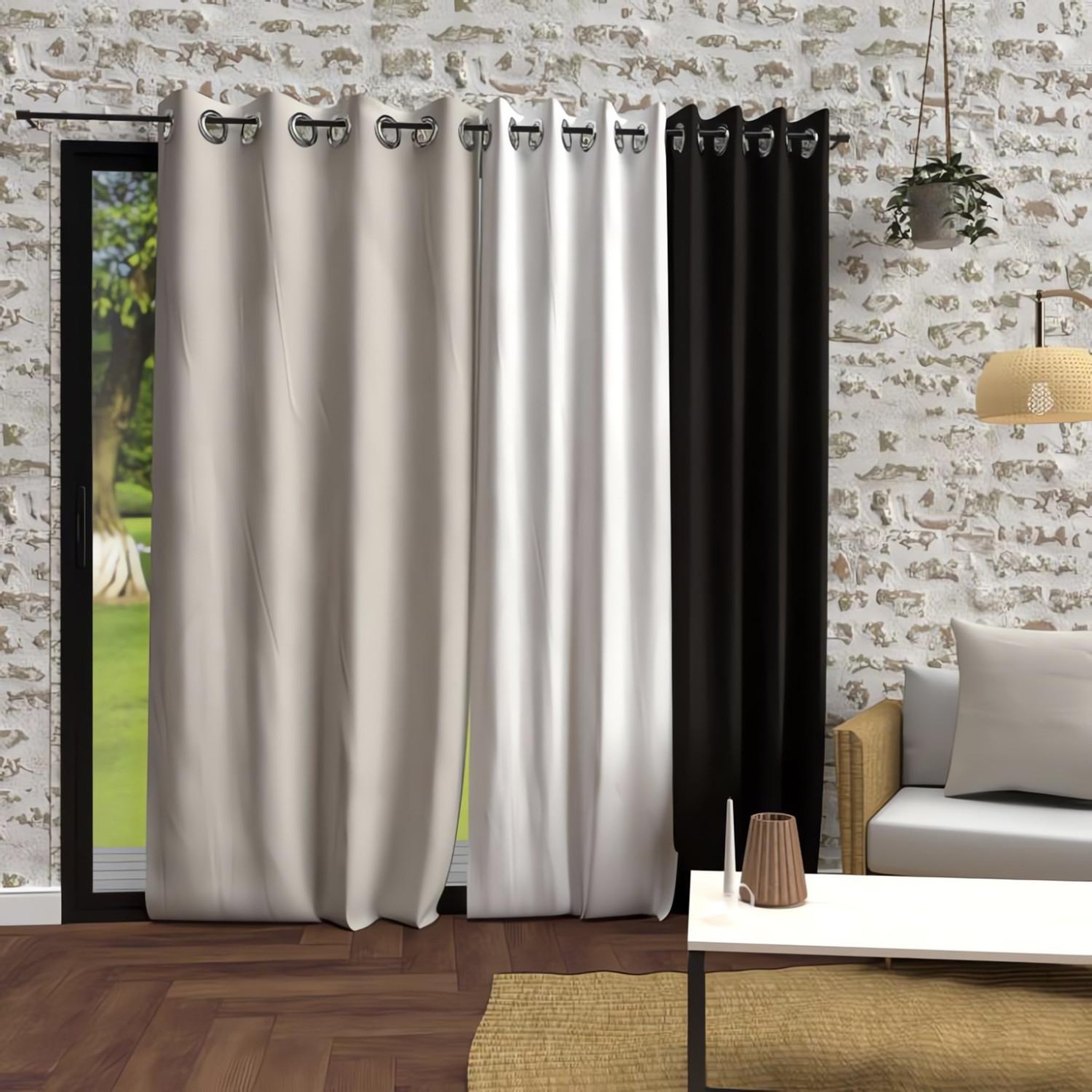 Voir la diapositive 2 : SOLEIL D'OCRE Rideau à oeillets en microfibre lavée BOHEME, par Soleil d'Ocre