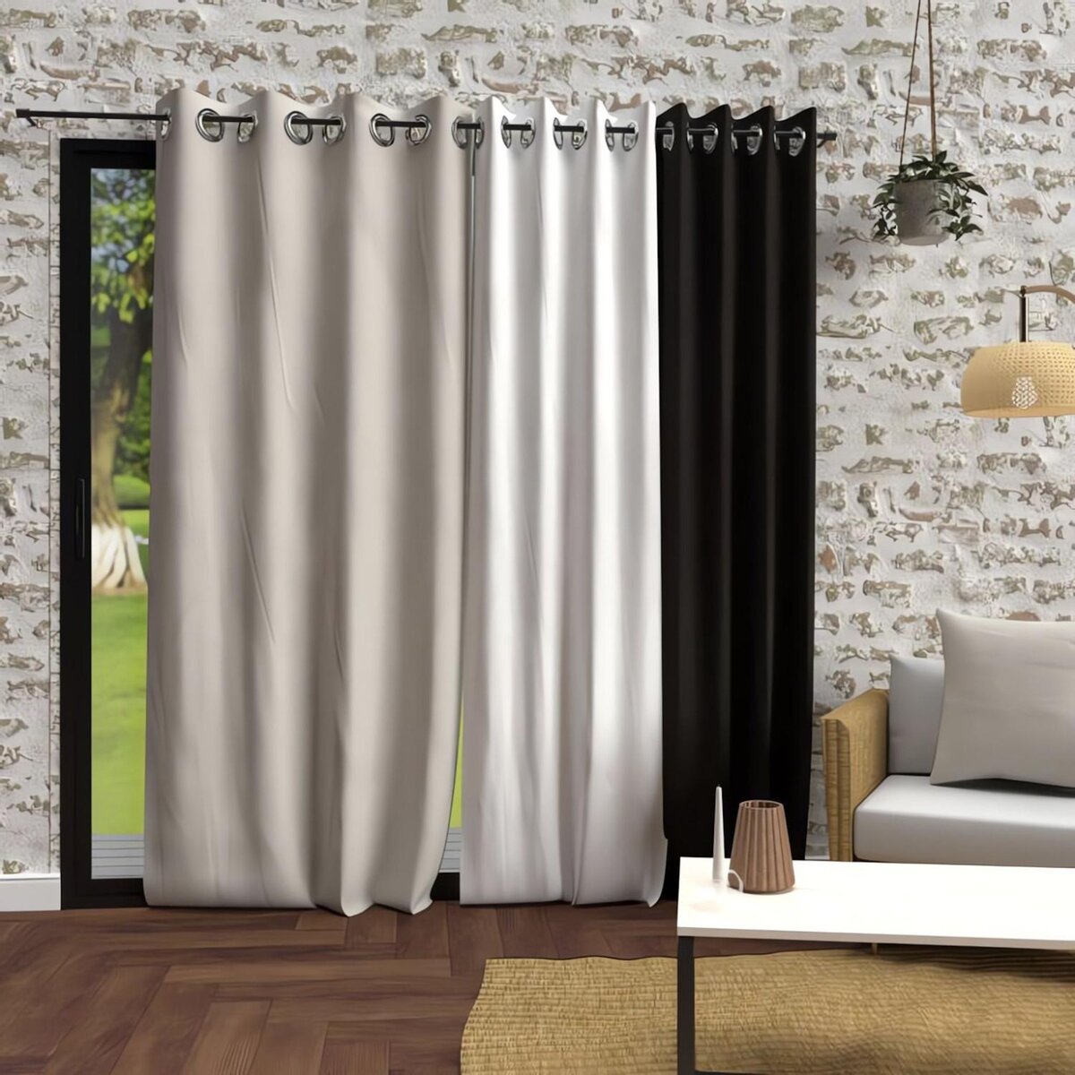 SOLEIL D'OCRE Rideau à oeillets en microfibre lavée BOHEME, par Soleil d'Ocre