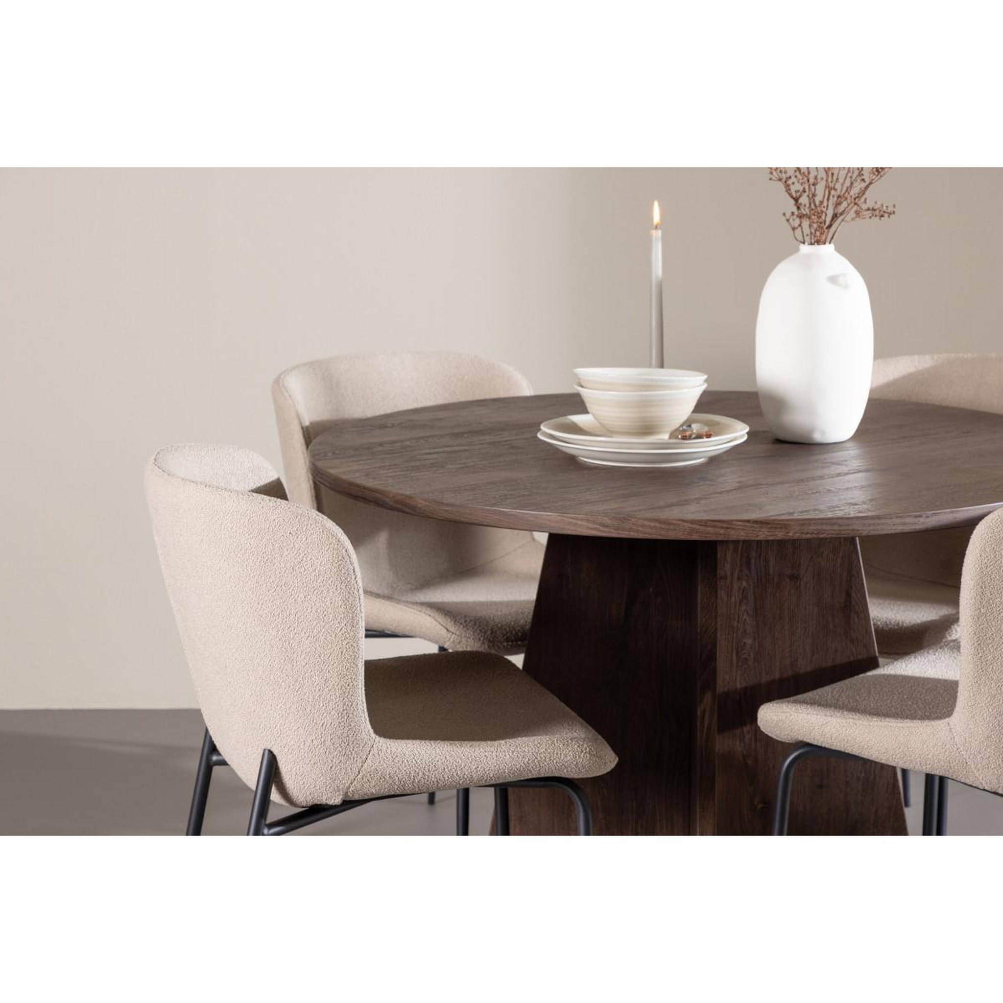 Voir la diapositive 5 : Paris Prix Ensemble table à manger & 4 chaises  bootcut & modesto  110cm moka & beige