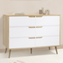 Voir la diapositive 2 : ID MARKET Commode 6 tiroirs HELSINKI 115 cm scandinave bois et blanc