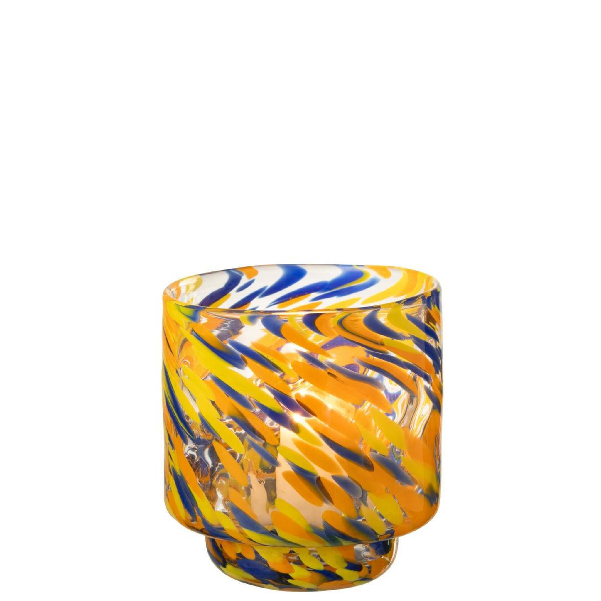 Voir la diapositive 2 : J-LINE Photophore vase en verre  arun  15cm multicolore