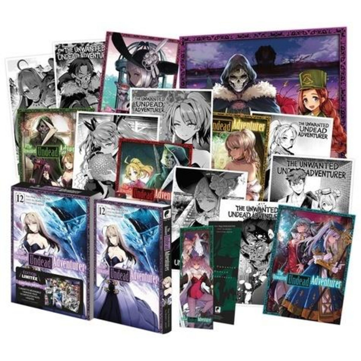 THE UNWANTED UNDEAD ADVENTURER TOME 12 : COFFRET AVEC 1 JAQUETTE REVERSIBLE, 13 CARTES POSTALES, 1 MARQUE-PAGE ET 1 POSTER. EDITION LIMITEE, Okano Yu