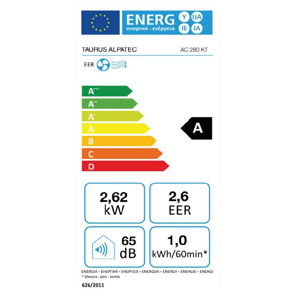 Taurus Alpatec Climatiseur mobile 2640w 28m2 avec kit fenêtre - ac280kt