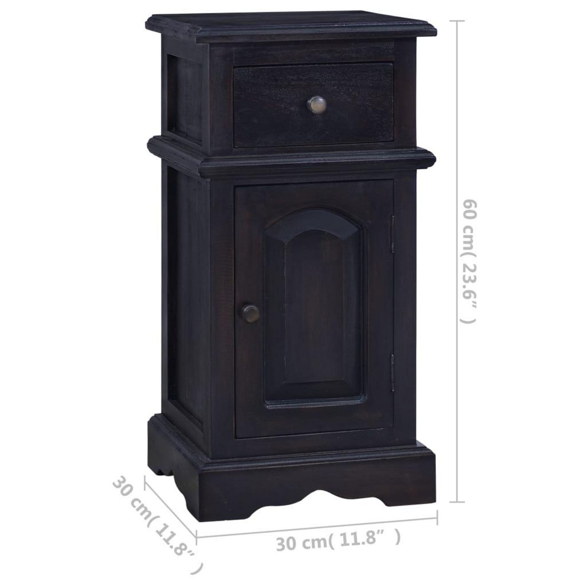 VIDAXL Table de chevet cafe noir clair bois d'acajou massif