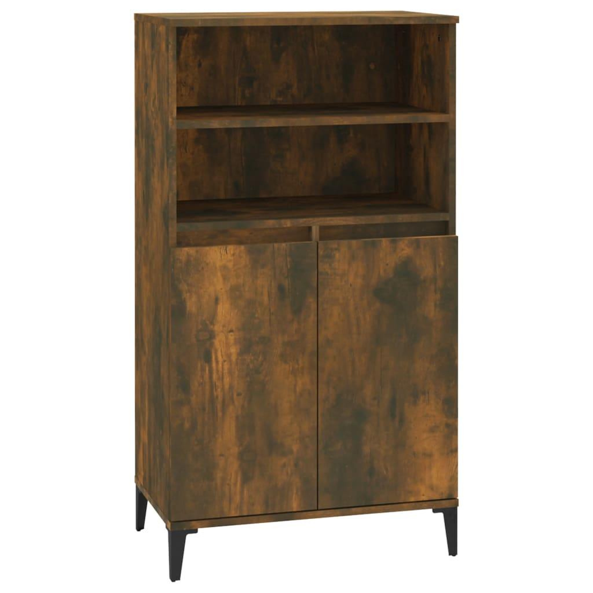 Voir la diapositive 2 : VIDAXL Buffet haut Chene fume 60x36x110 cm Bois d'ingenierie