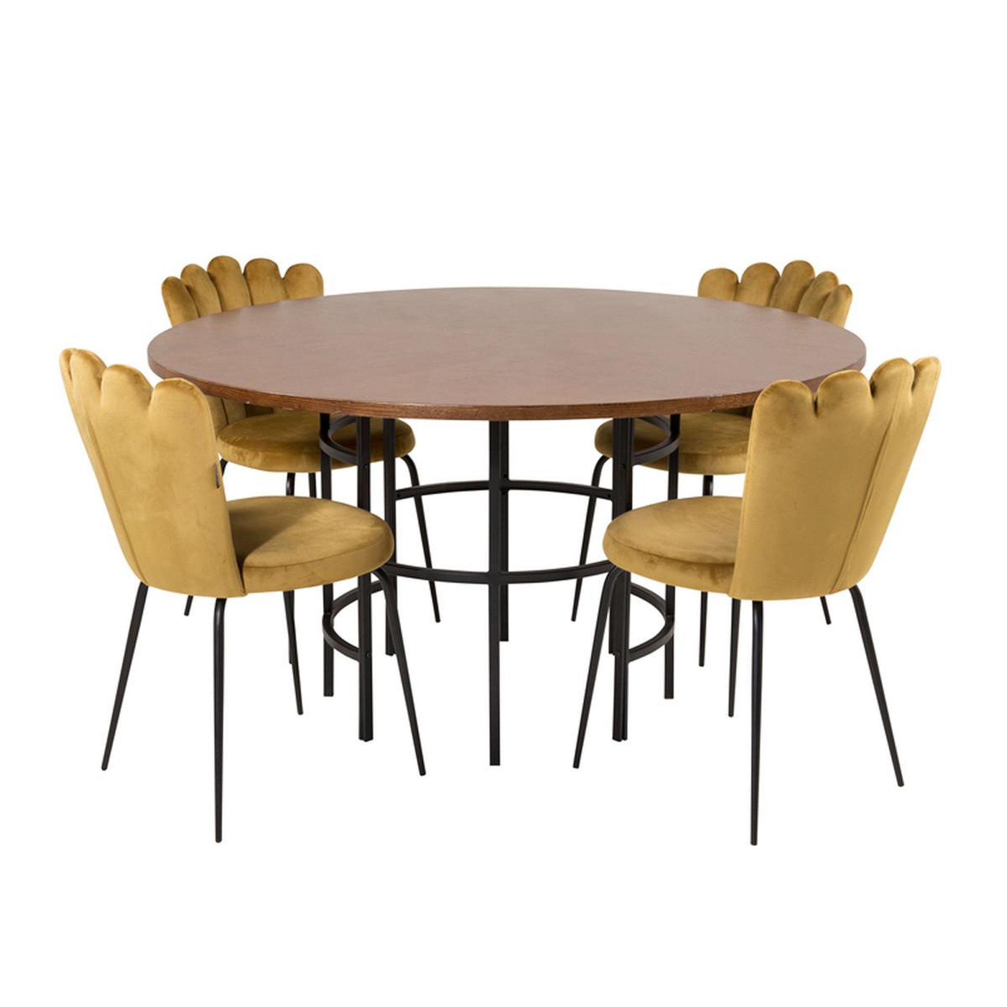 Paris Prix Ensemble table à manger & 4 chaises  copenhagen & limhamn  140cm jaune & marron