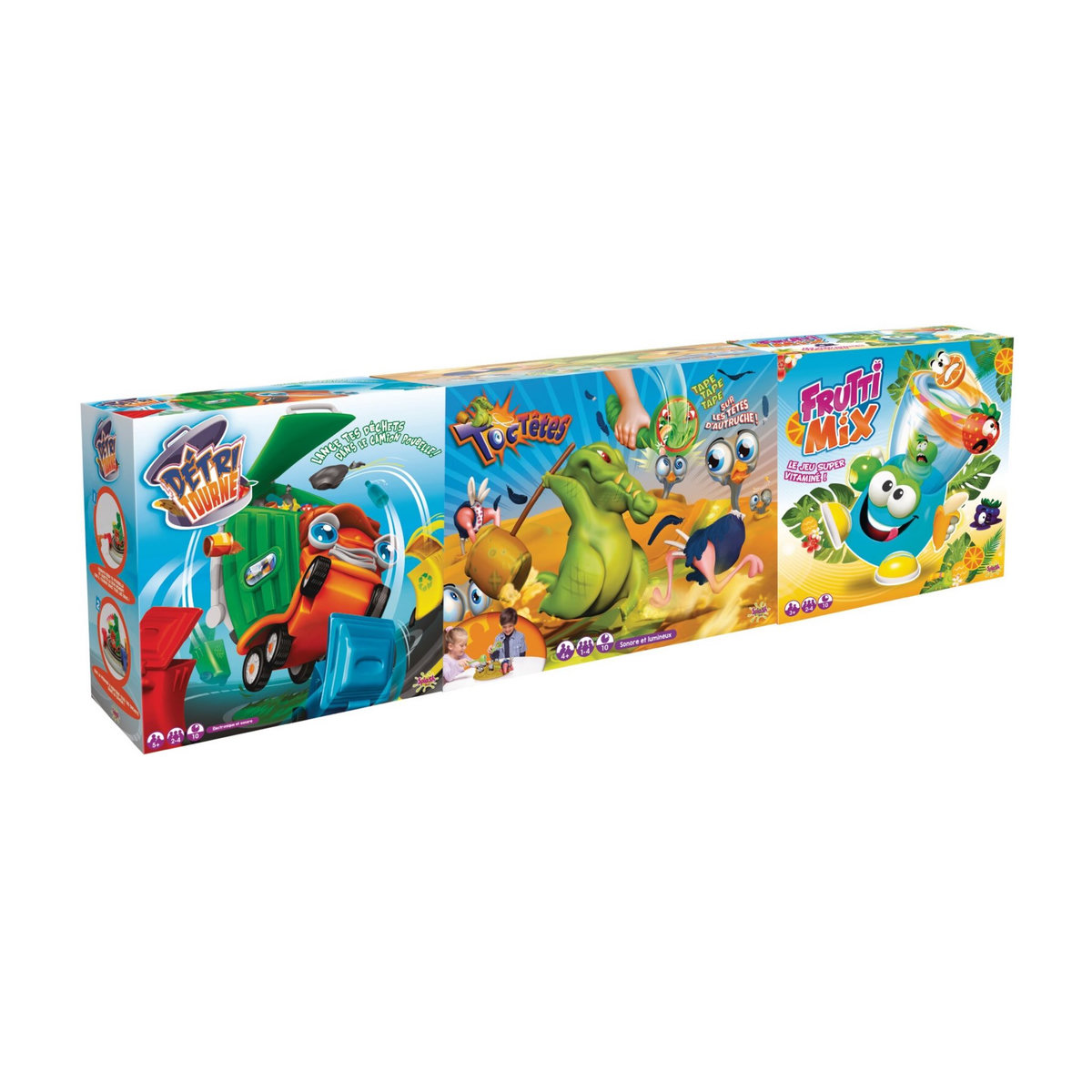SPLASH TOYS Coffret de 3 jeux - Détritourne, Toc têtes et Frutti mix