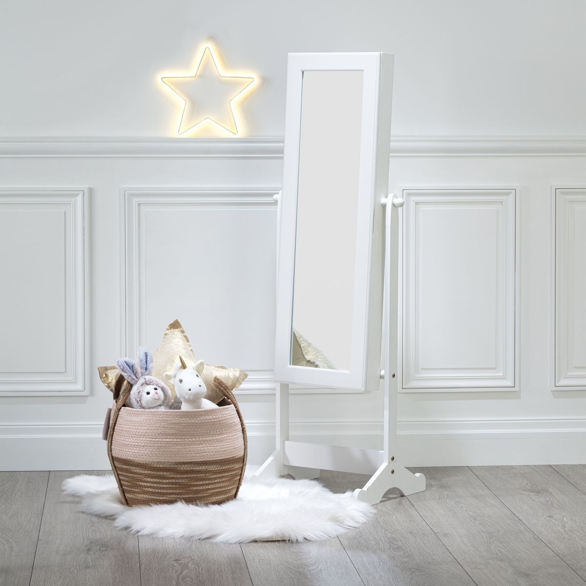 ATMOSPHERA Armoire à bijoux enfant sur pied avec miroir JADE