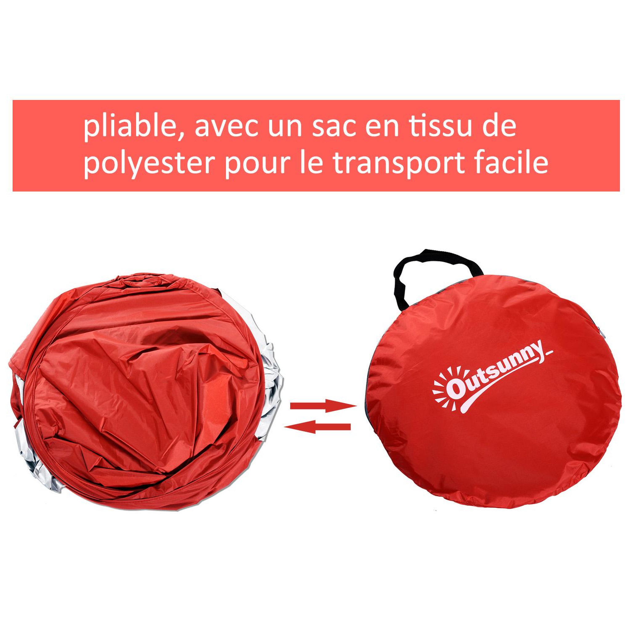Voir la diapositive 5 : OUTSUNNY Abri de plage tente de plage pliable pop-up automatique instantané protection uv fenêtre arrière grand tapis de sol rouge brique
