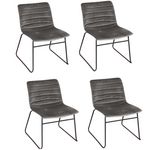 TOILINUX Lot de 4 Chaises de table design velours Brooklyn. Coloris disponibles : Jaune, Gris, Bleu, Noir
