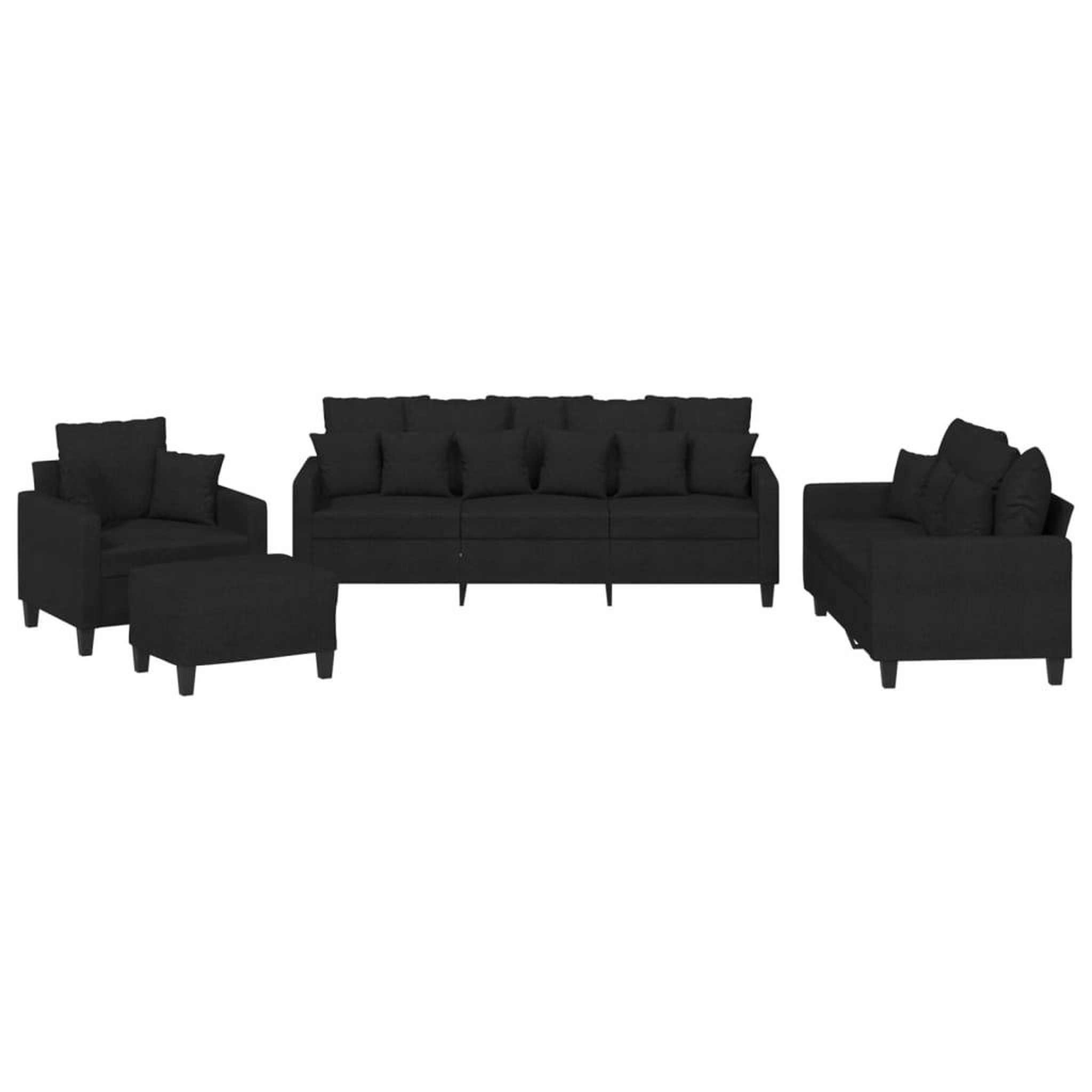 Voir la diapositive 2 : VIDAXL Ensemble de canapes 4 pcs avec coussins noir tissu
