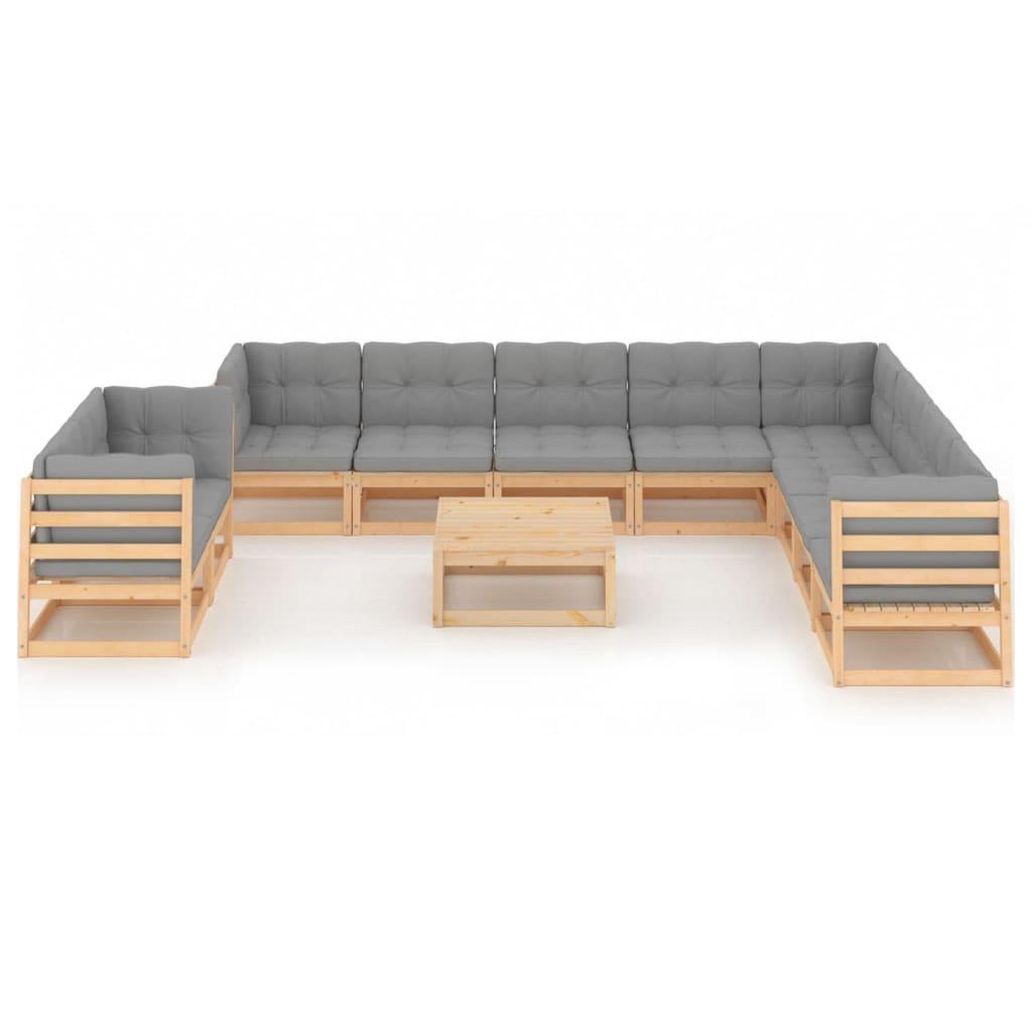 Voir la diapositive 2 : VIDAXL Salon de jardin 11 pcs avec coussins Bois de pin massif